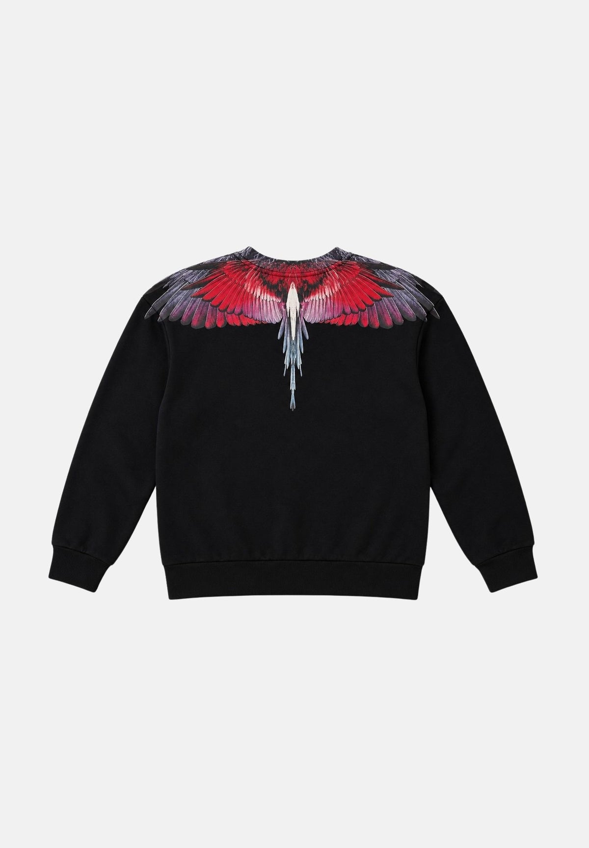 MARCELO BURLON COUNTY OF MILAN Felpa girocollo WINGS nera per donna e ragazza con grafica ali multicolor sul girocollo. F6CMJBSW027 110 MARCELO BURLON COUNTY OF MILAN