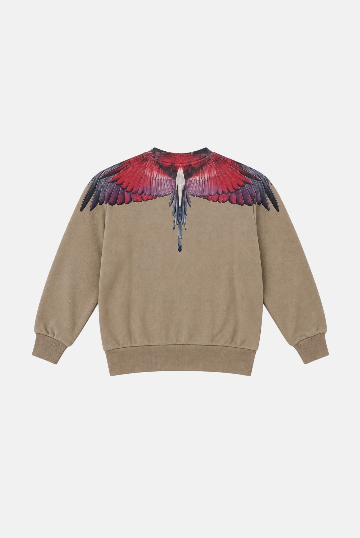 MARCELO BURLON COUNTY OF MILAN Felpa WINGS sabbia per bambino e bambina con grafica ali multicolor sul girocollo. F6CMJBSW027J 092 MARCELO BURLON COUNTY OF MILAN