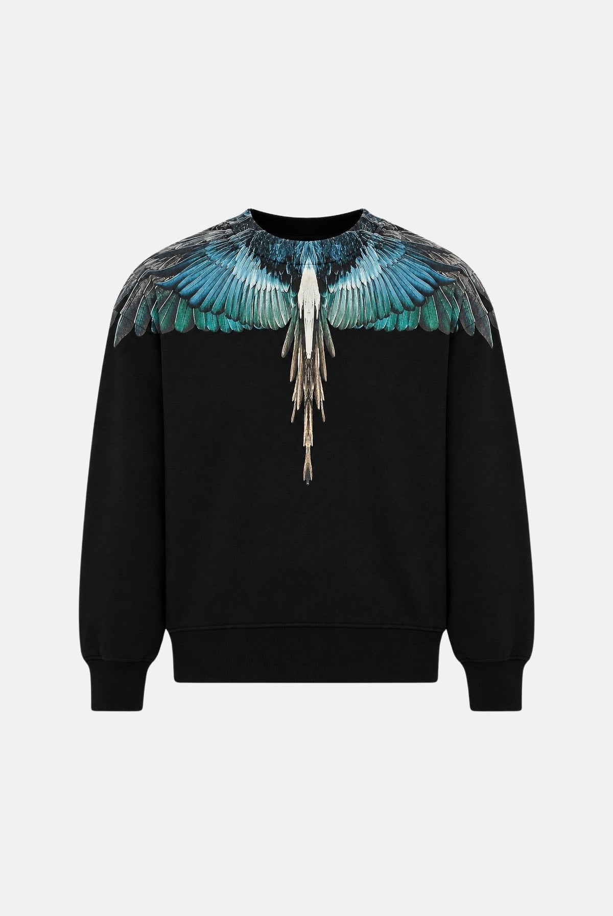 MARCELO BURLON COUNTY OF MILAN Felpa girocollo WINGS nero per donna, ragazzi e bambini F6CMJBSW033 110 MARCELO BURLON COUNTY OF MILAN