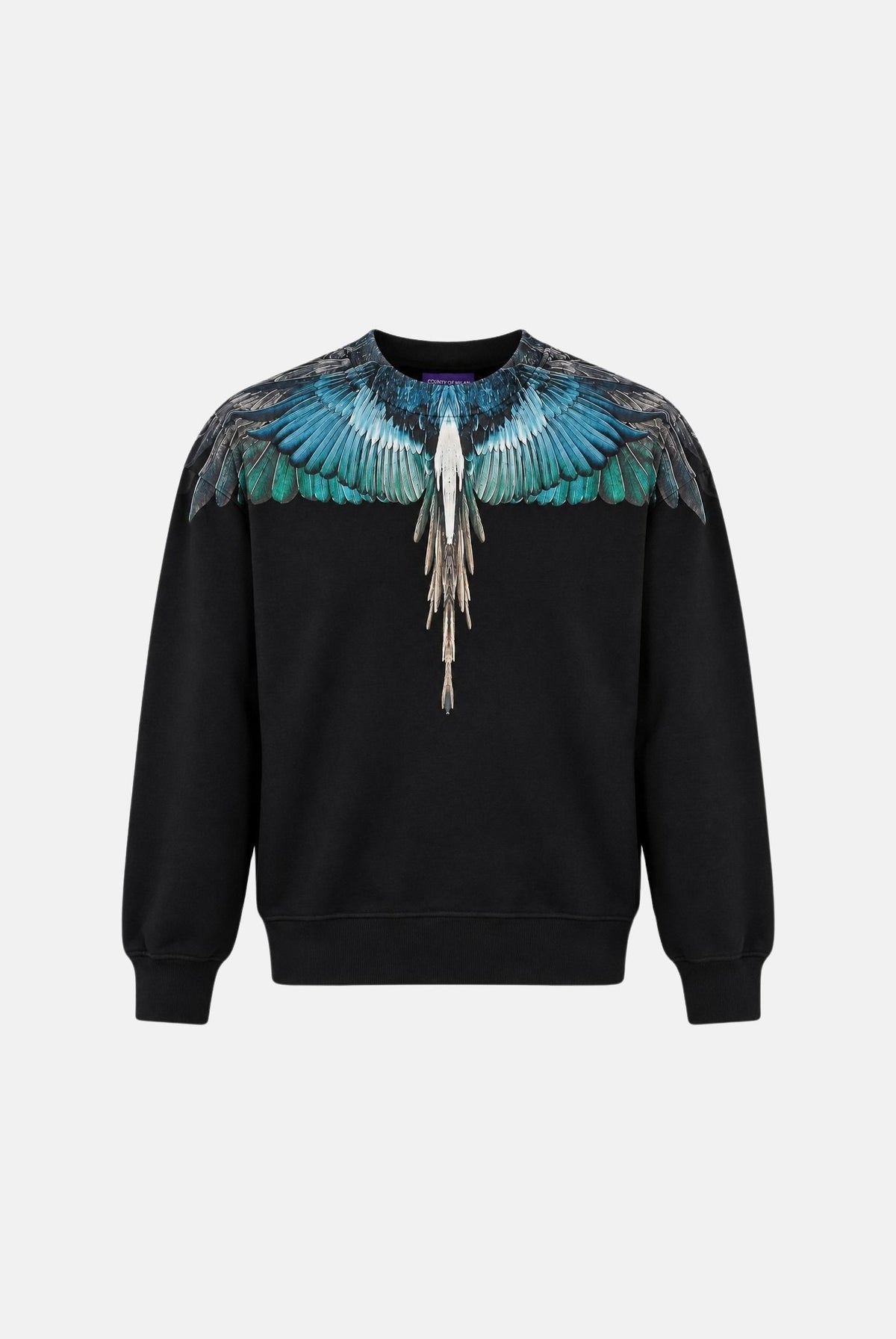 MARCELO BURLON COUNTY OF MILAN Felpa girocollo WINGS nero per bambino e bambina F6CMJBSW033J 110 MARCELO BURLON COUNTY OF MILAN