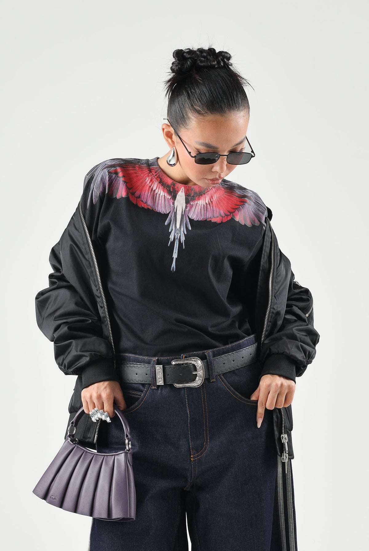 MARCELO BURLON COUNTY OF MILAN T-shirt WINGS JERSEY nera per donna, ragazzi e bambini F6CMJBTH028 110 MARCELO BURLON COUNTY OF MILAN