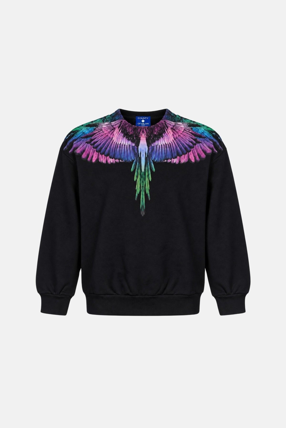 MARCELO BURLON COUNTY OF MILAN Felpa girocollo WINGS nero per donna, ragazzi e bambini F6CMJGSW061 110 MARCELO BURLON COUNTY OF MILAN