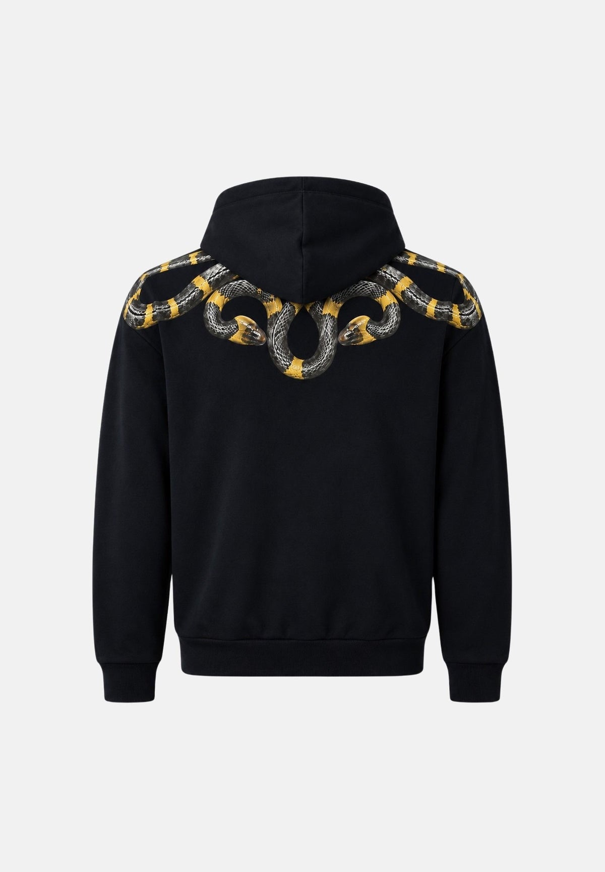 MARCELO BURLON COUNTY OF MILAN Felpa con cappuccio WINGS HOODIE nera per uomo con stampa grafica F6CMMAHS087 110 MARCELO BURLON COUNTY OF MILAN