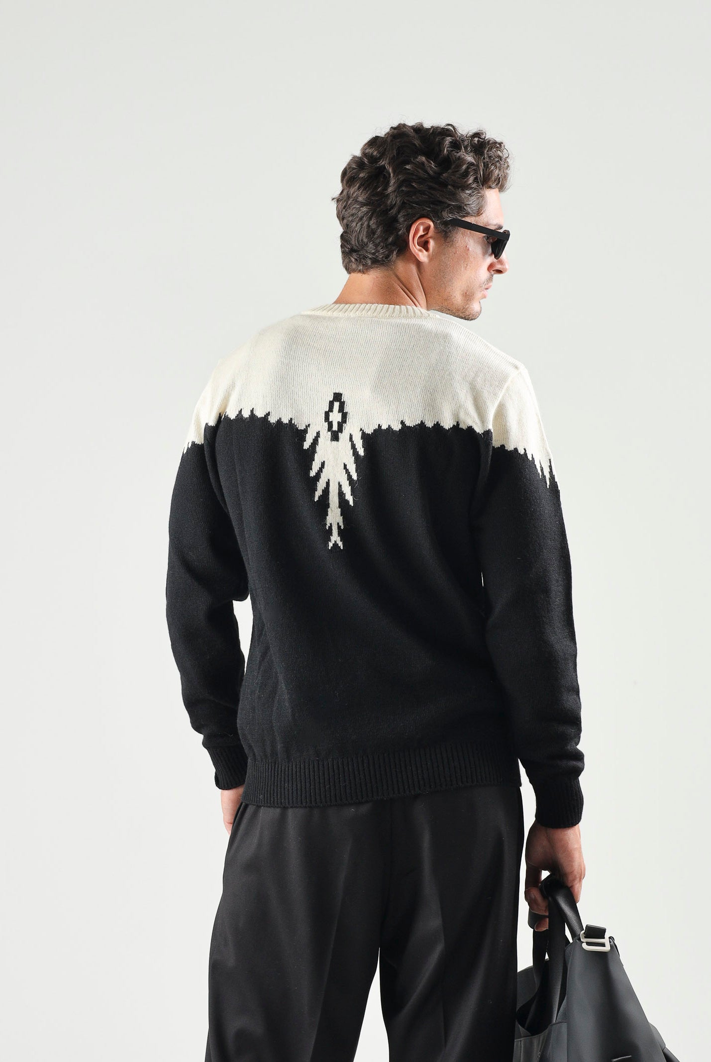MARCELO BURLON COUNTY OF MILAN Maglia JUMPER nera-bianca da uomo F6CMMAJP024 110-91 MARCELO BURLON COUNTY OF MILAN