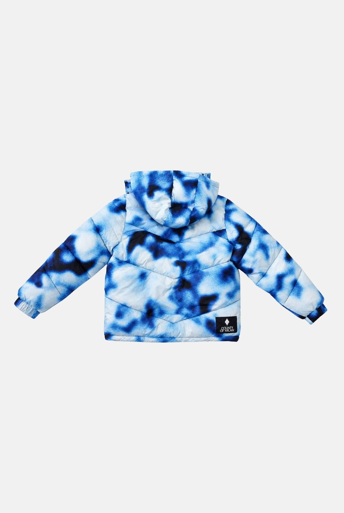 MARCELO BURLON COUNTY OF MILAN Piumino multicolor bianco e blu per uomo con cappuccio e stampa effetto sfumato F6CMMAPF003 200 MARCELO BURLON COUNTY OF MILAN