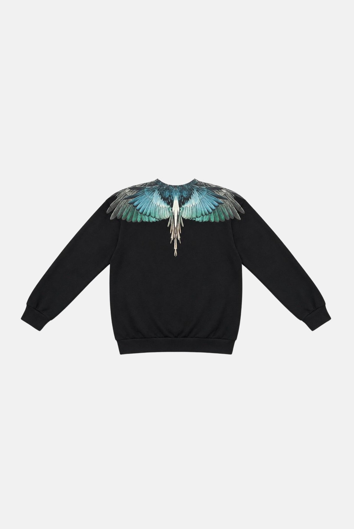 MARCELO BURLON COUNTY OF MILAN Felpa girocollo nera per uomo con iconico ricamo grafico ad ali F6CMMASW055 110 MARCELO BURLON COUNTY OF MILAN