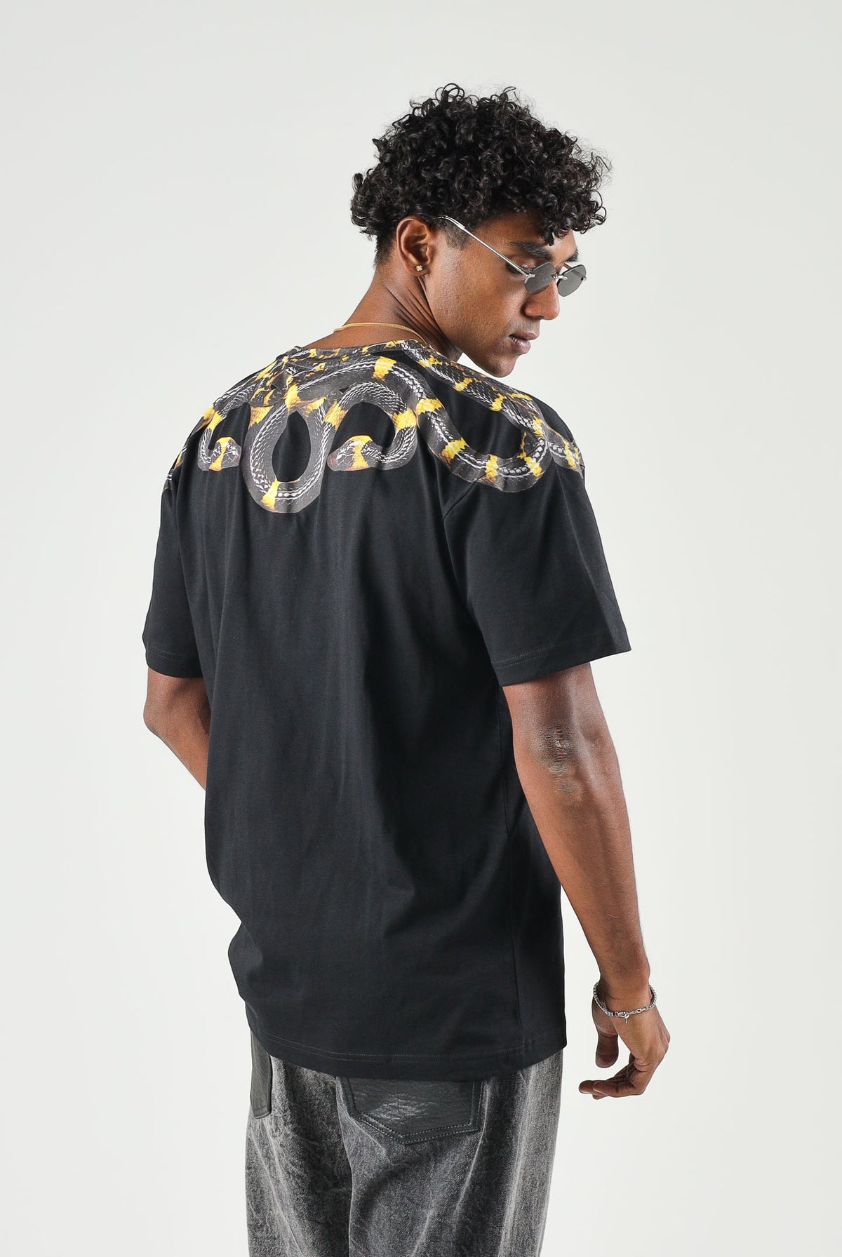 MARCELO BURLON COUNTY OF MILAN T-shirt manica corta SNAKE REAL nera da uomo F6CMMATH086 110 MARCELO BURLON COUNTY OF MILAN