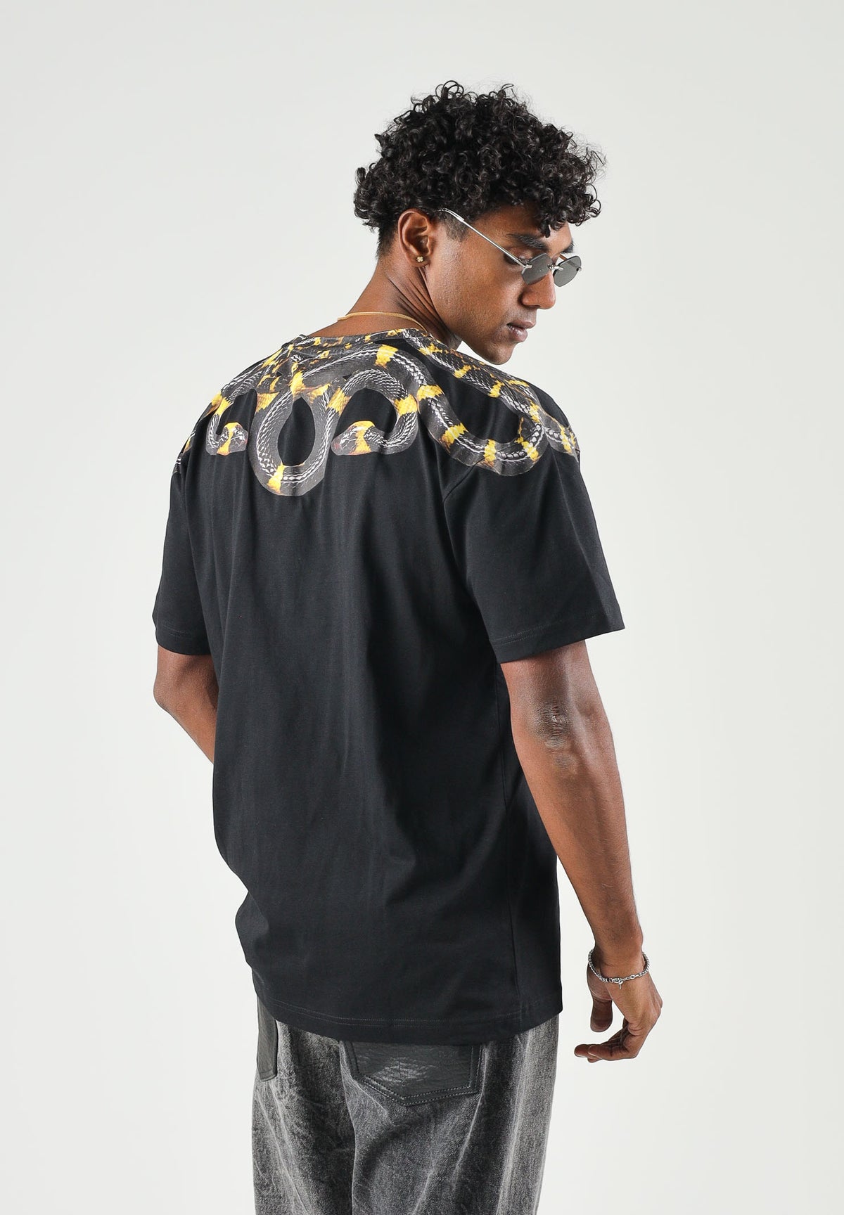 MARCELO BURLON COUNTY OF MILAN T-shirt manica corta SNAKE REAL nera da uomo F6CMMATH086 110 MARCELO BURLON COUNTY OF MILAN