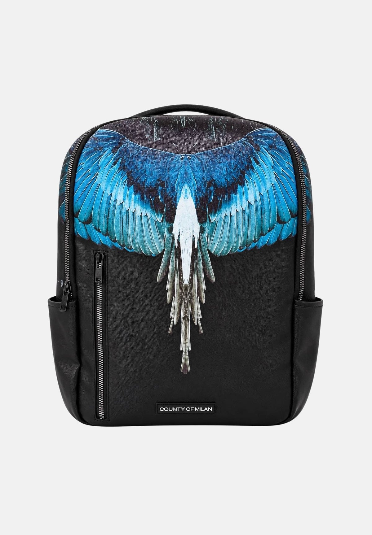 MARCELO BURLON COUNTY OF MILAN Zaino WINGS nero e blu per uomo e donna COMAF261075 . MARCELO BURLON COUNTY OF MILAN