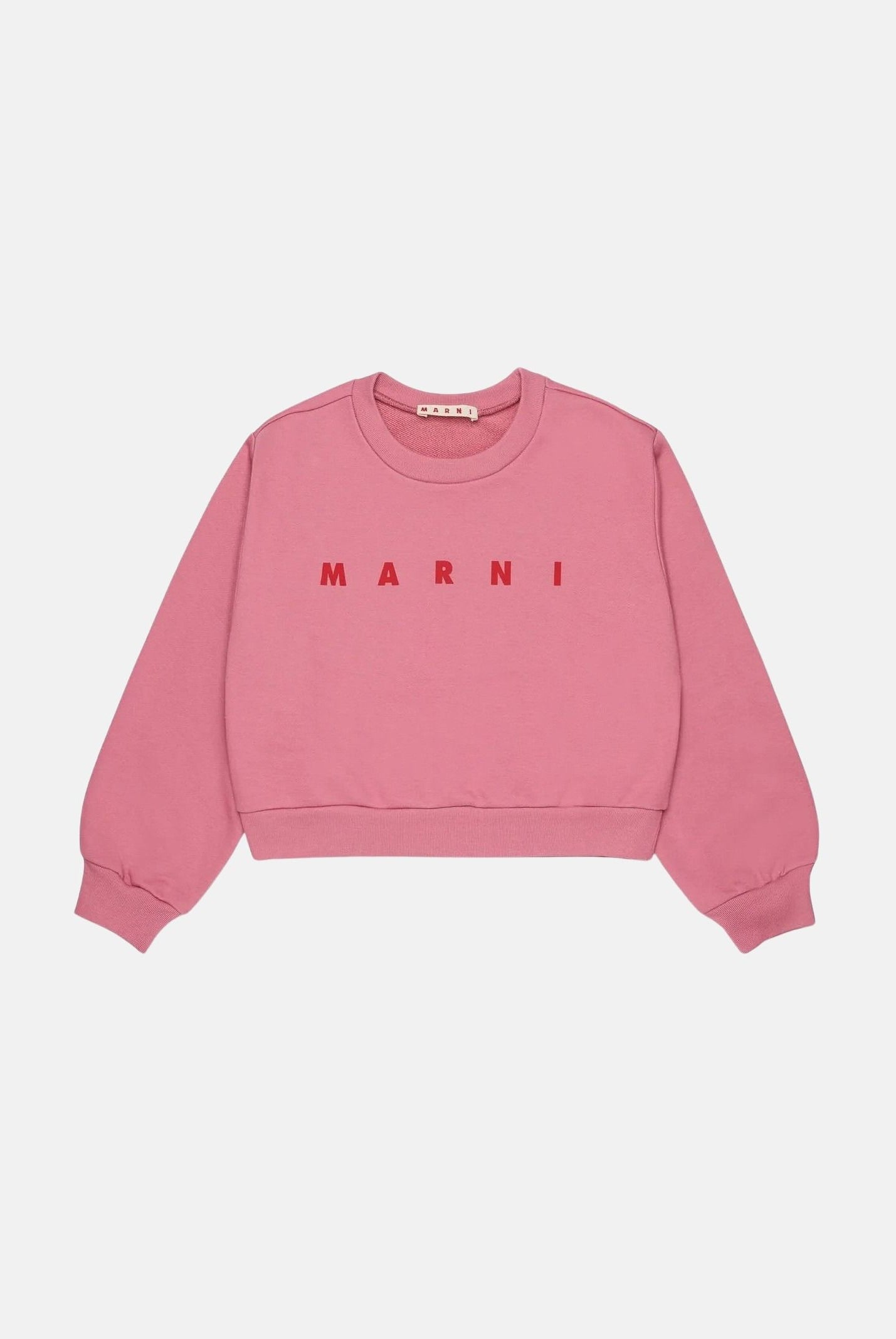 MARNI Felpa girocollo LOGO-PRINT SWEATSHIRT colore Sweet Pink, rosa per donna, ragazzi e bambini con logo frontale M01878M00V0 0M352 MARNI