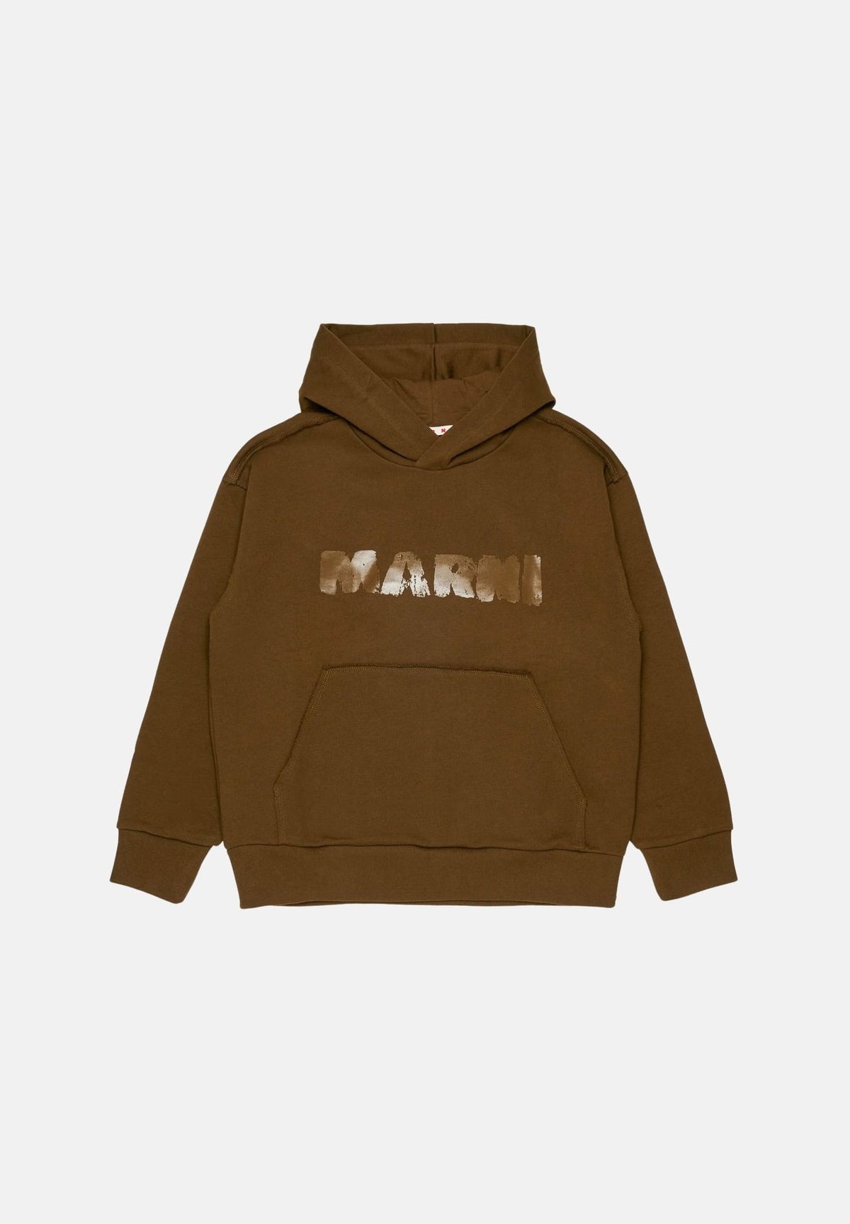 MARNI Felpa in cotone marrone caldo per donna, ragazzi e bambini con cappuccio e tasca a marsupio M01886M00YA 0M721 MARNI