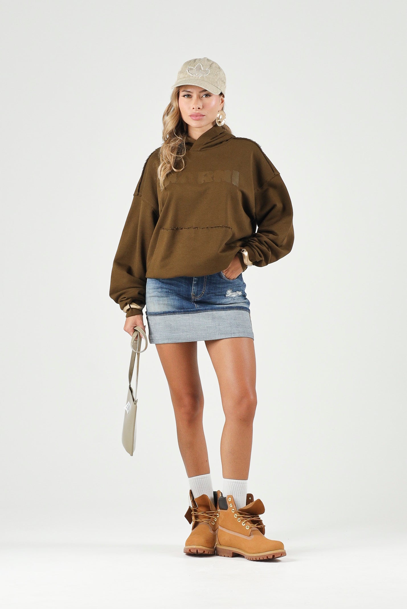 MARNI Felpa in cotone marrone caldo per donna, ragazzi e bambini con cappuccio e tasca a marsupio M01886M00YA 0M721 MARNI