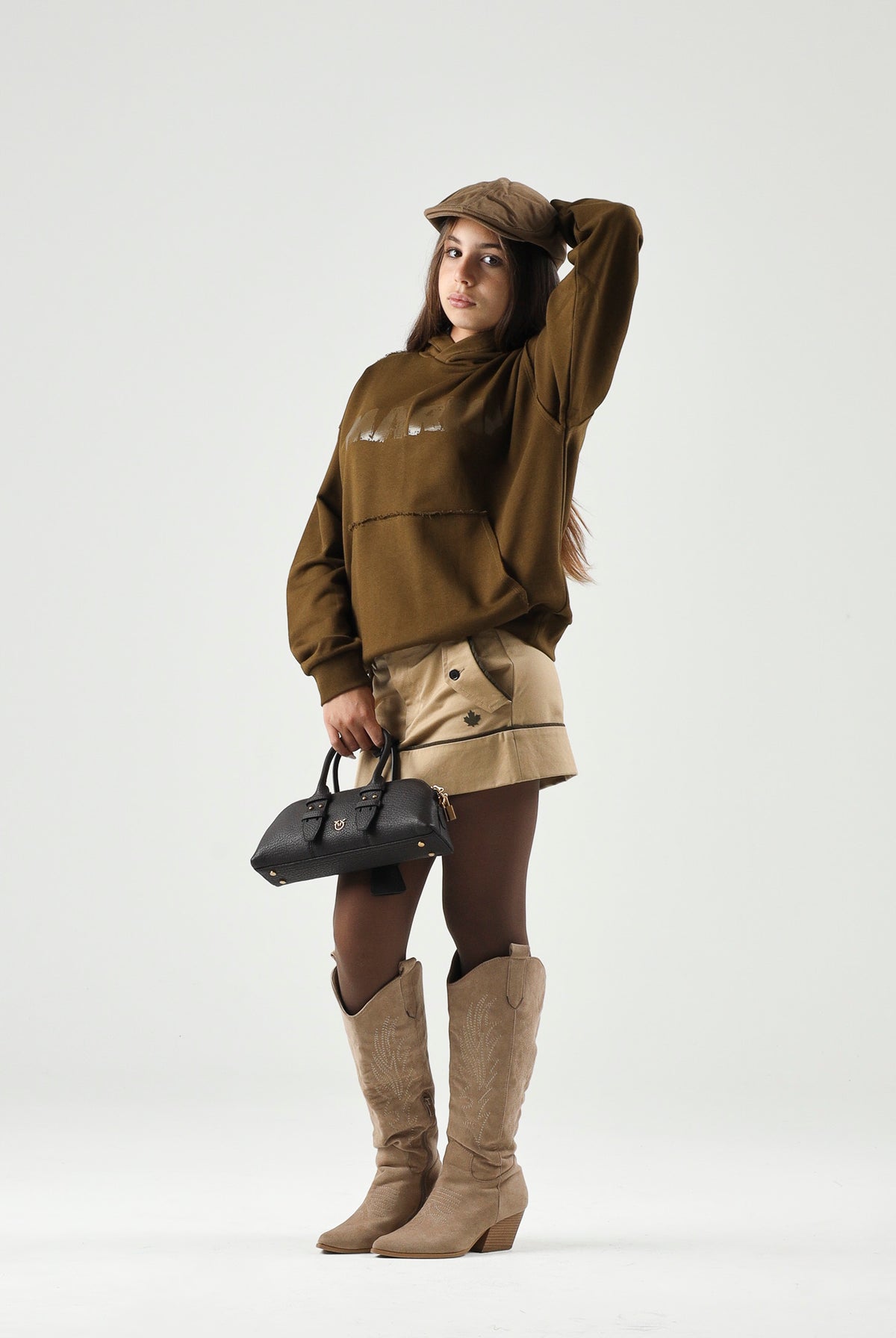 MARNI Felpa in cotone marrone caldo per donna, ragazzi e bambini con cappuccio e tasca a marsupio M01886M00YA 0M721 MARNI