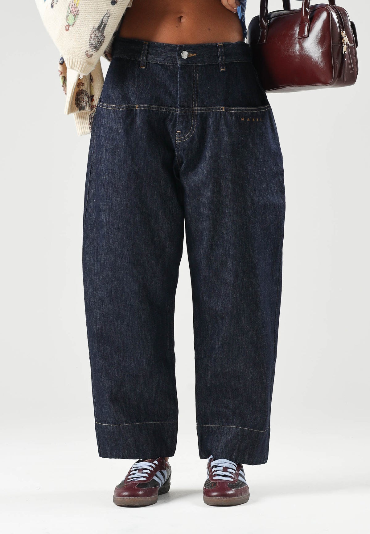 MARNI Jeans denim blu scuro per donna, ragazzi e bambini con taglio cropped M01909M00XY 0M01 MARNI