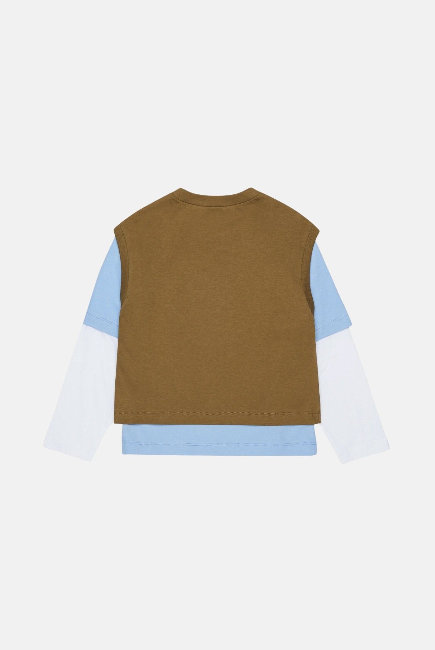 MARNI T-shirt beige e azzurra per donna, ragazzi e bambini con design doppio strato e logo M01953M00RF 0M721 MARNI