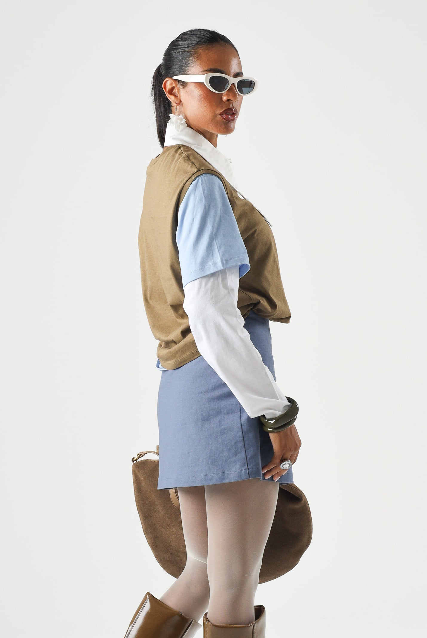 MARNI T-shirt beige e azzurra per donna, ragazzi e bambini con design doppio strato e logo M01953M00RF 0M721 MARNI