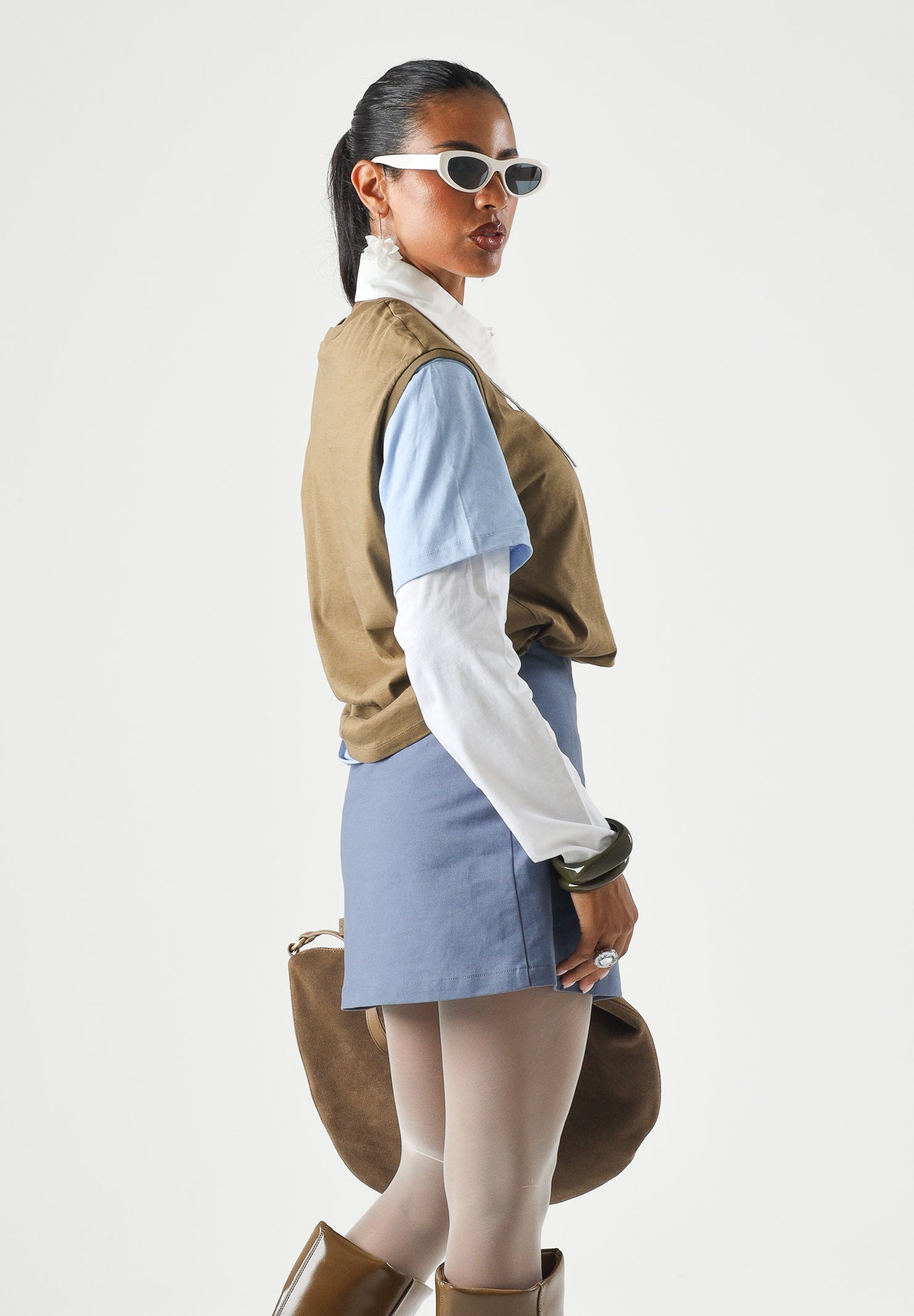 MARNI T-shirt beige e azzurra per donna, ragazzi e bambini con design doppio strato e logo M01953M00RF 0M721 MARNI