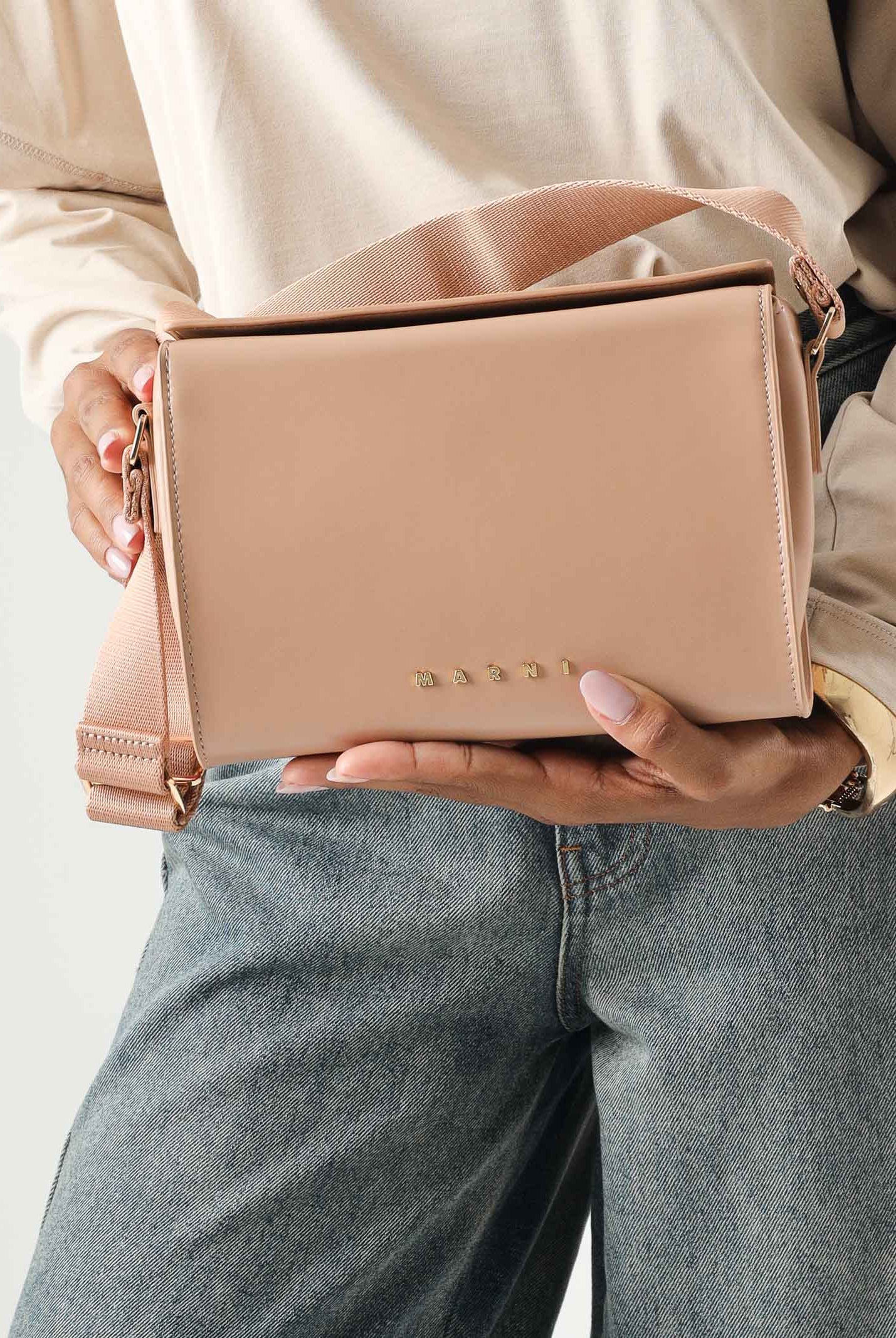 MARNI Borsa a tracolla VIVIAN SHOULDER BAG colore Powder Pink, rosa cipria da donna M01967M00TK 0M315 MARNI