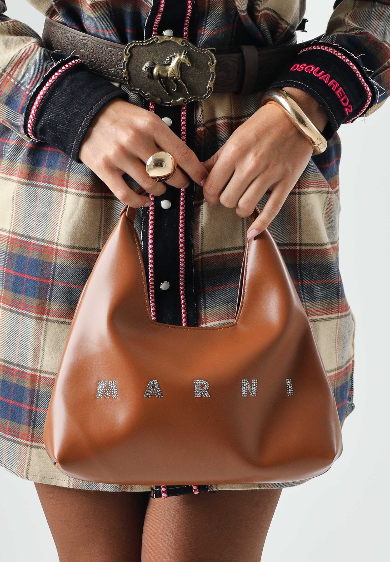 MARNI Borsa a spalla DIAMOND LOGO-EMBELLISHED brown, da donna. M02030M00TK 0M704 MARNI