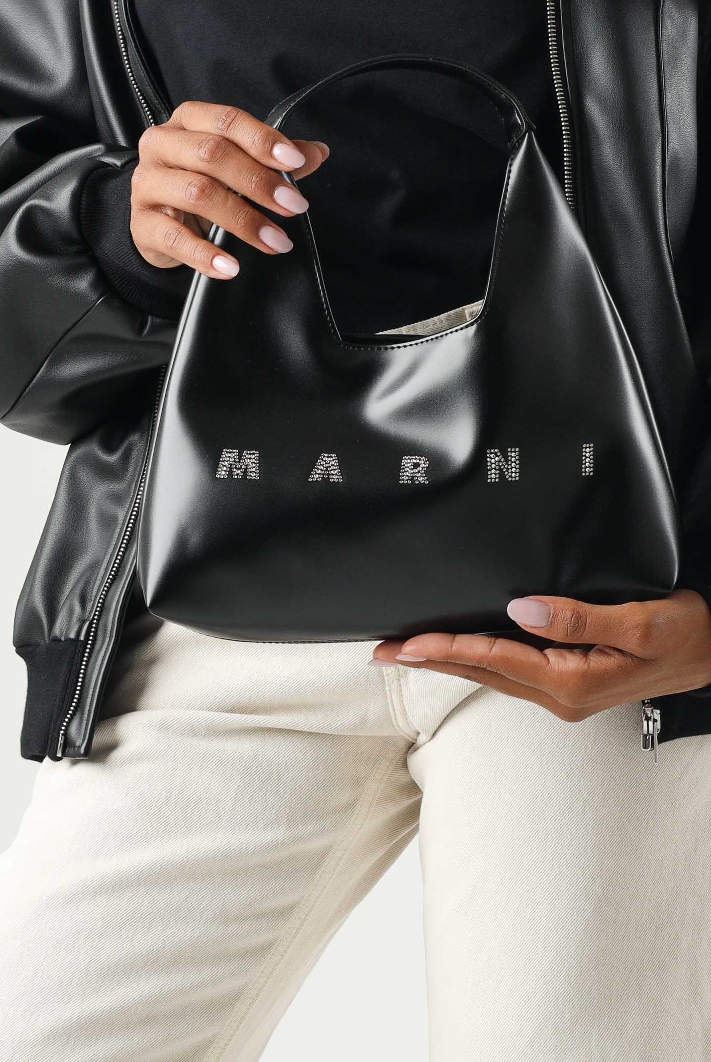 MARNI Borsa mini a spalla DIAMOND LOGO, colore nero da donna con logo frontale M02030M00TK 0M900 MARNI