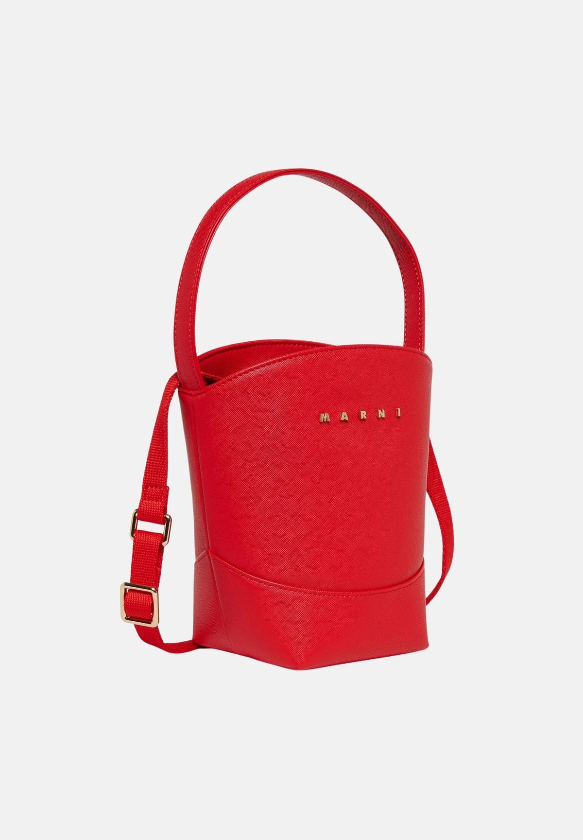 MARNI Borsa a secchiello rossa per donna, ragazza e bambina con manico superiore e logo iconico gold M02031M00YE 0M416 MARNI