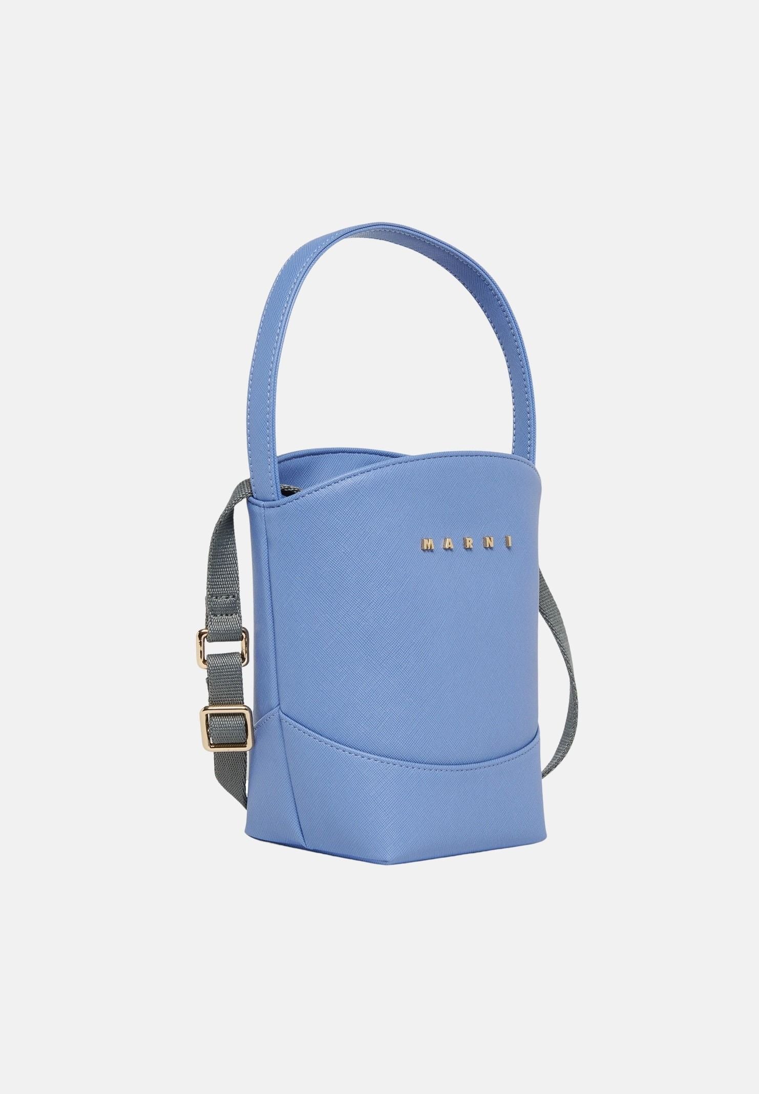 MARNI Borsa a secchiello celeste polvere per donna, ragazza e bambina con manico superiore e logo iconico gold M02031M00YE 0M863 MARNI