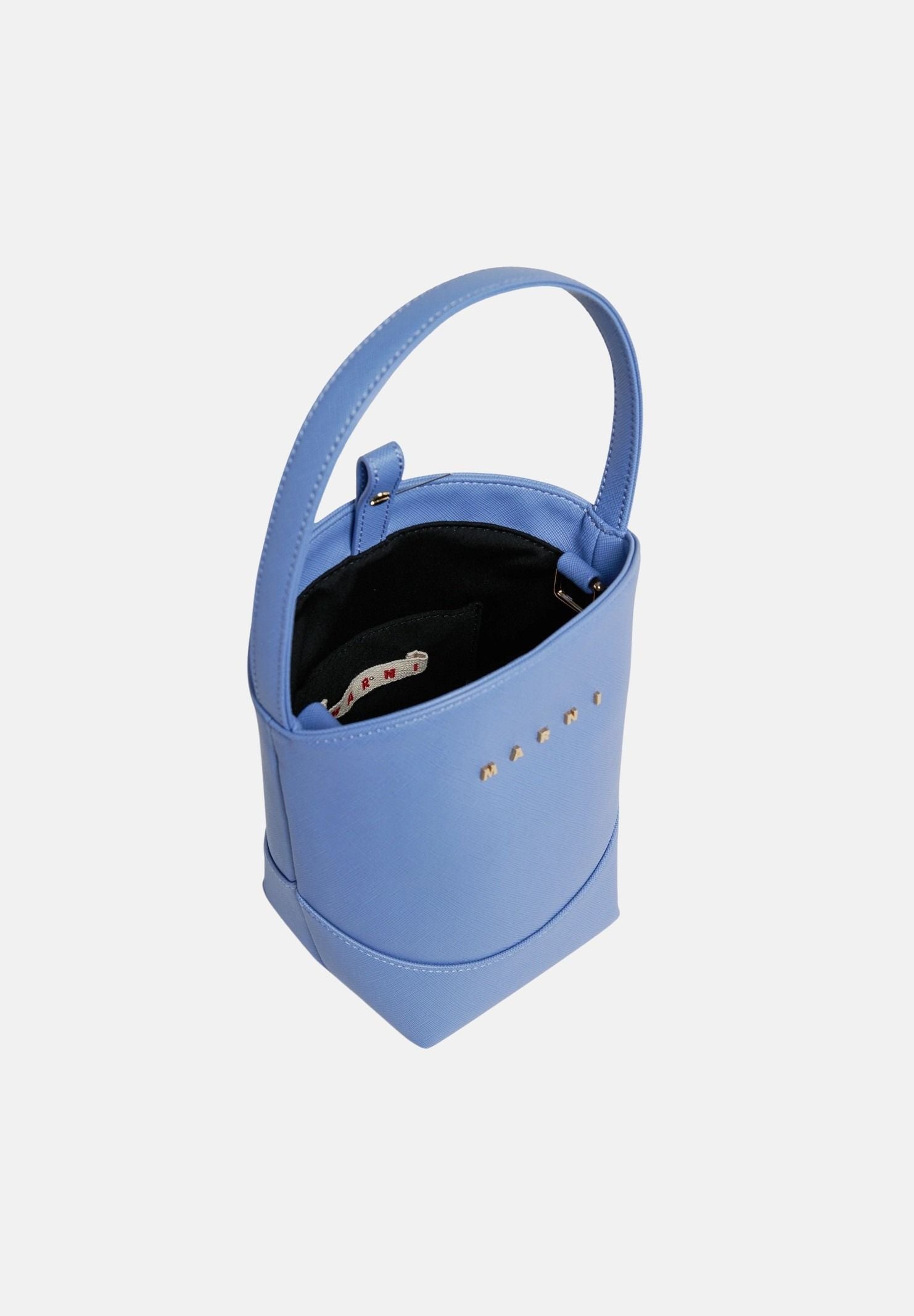 MARNI Borsa a secchiello celeste polvere per donna, ragazza e bambina con manico superiore e logo iconico gold M02031M00YE 0M863 MARNI