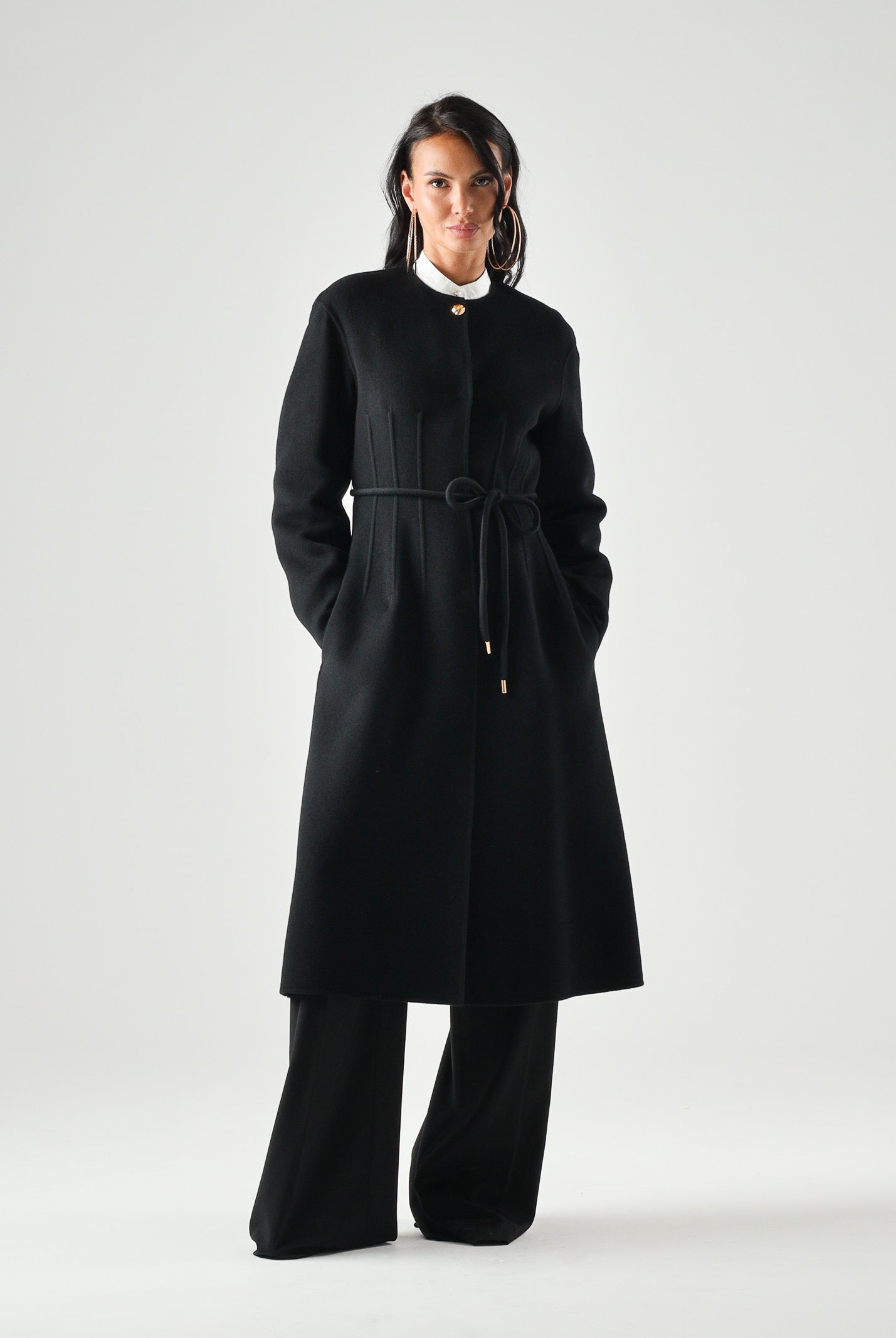 MAX MARA Cappotto lungo Nero con cintura, redingote in lana, cachemire e seta da donna 2626016011600 007 MAX MARA