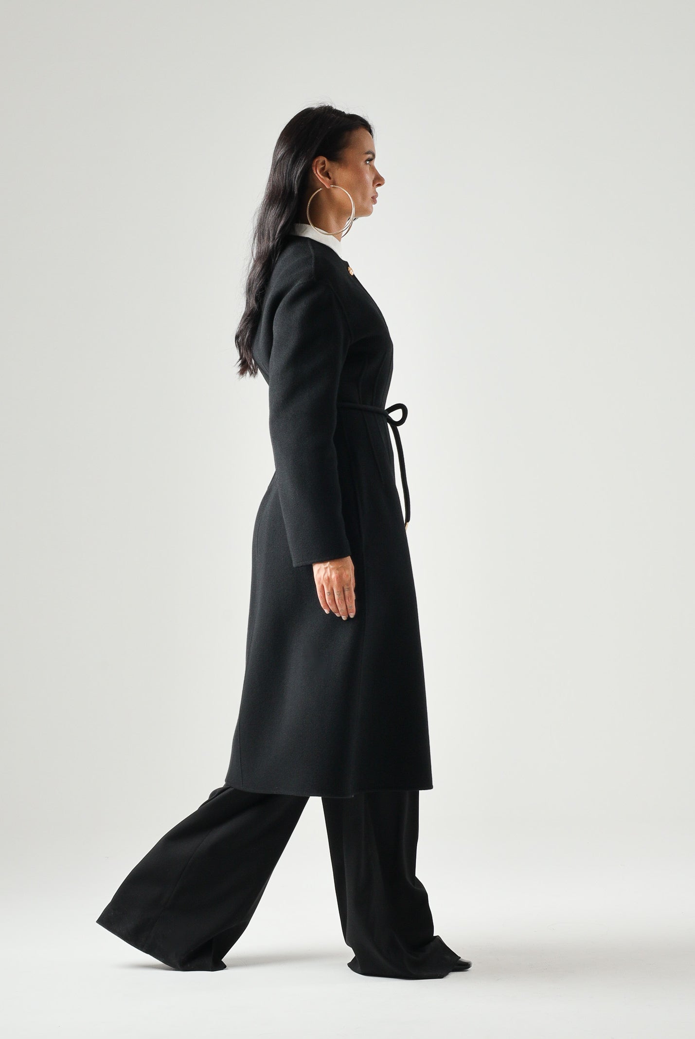 MAX MARA Cappotto lungo Nero con cintura, redingote in lana, cachemire e seta da donna 2626016011600 007 MAX MARA