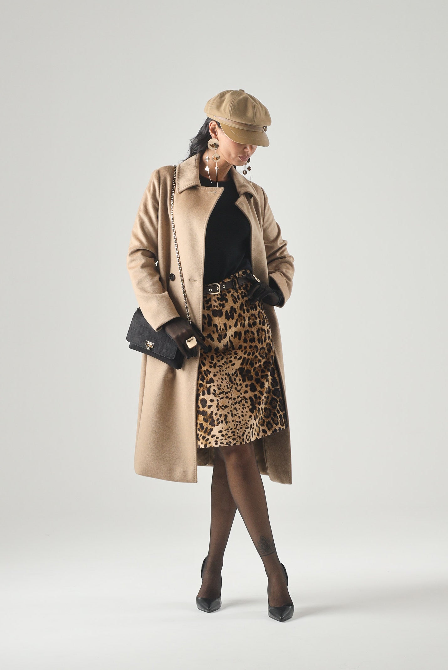 MAX MARA STUDIO Cappotto BCOLLAG a vestaglia, in lana cammello-beige, da donna con cinturino<BR/> 2626016061600 006 MAX MARA