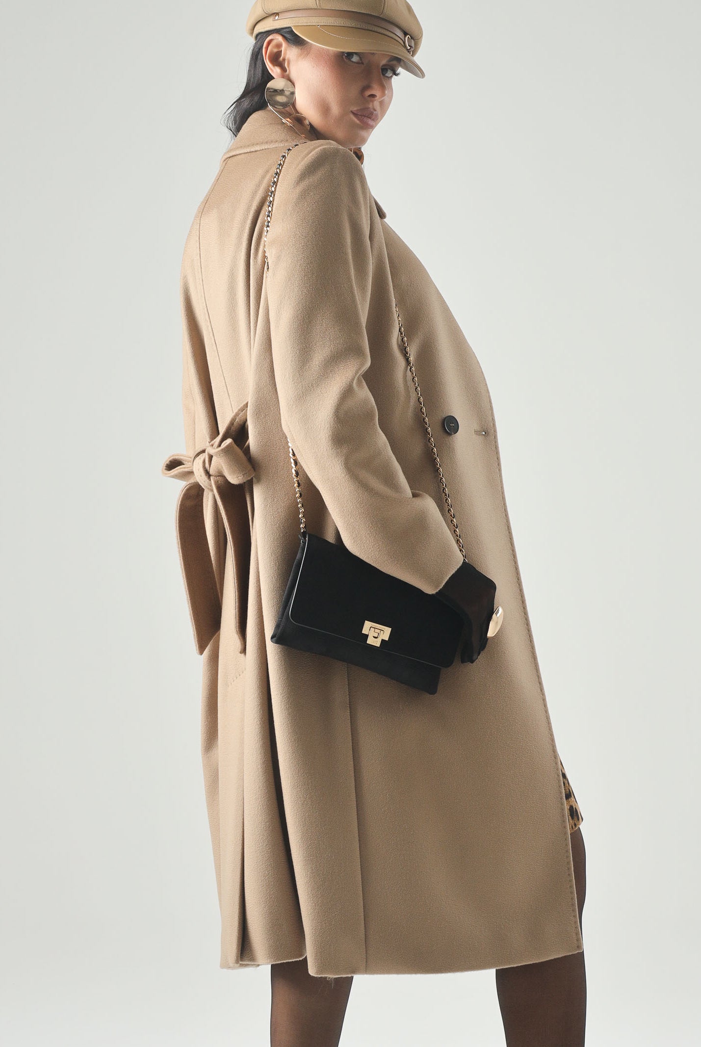 MAX MARA STUDIO Cappotto BCOLLAG a vestaglia, in lana cammello-beige, da donna con cinturino<BR/> 2626016061600 006 MAX MARA