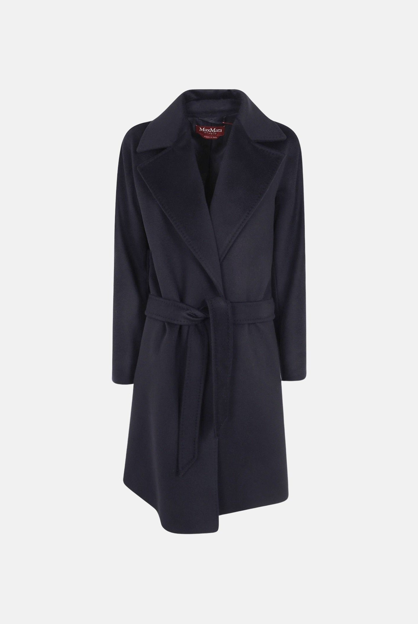 MAX MARA Cappotto MSTDRAVENNA lungo blu da donna, linea dritta civada con cintura blu <BR/> 2626016081600 010 MAX MARA