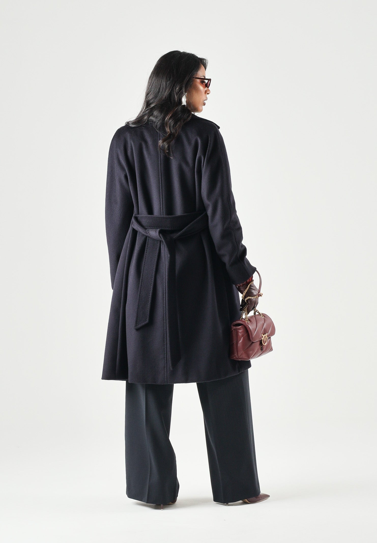 MAX MARA Cappotto MSTDRAVENNA lungo blu da donna, linea dritta civada con cintura blu <BR/> 2626016081600 010 MAX MARA