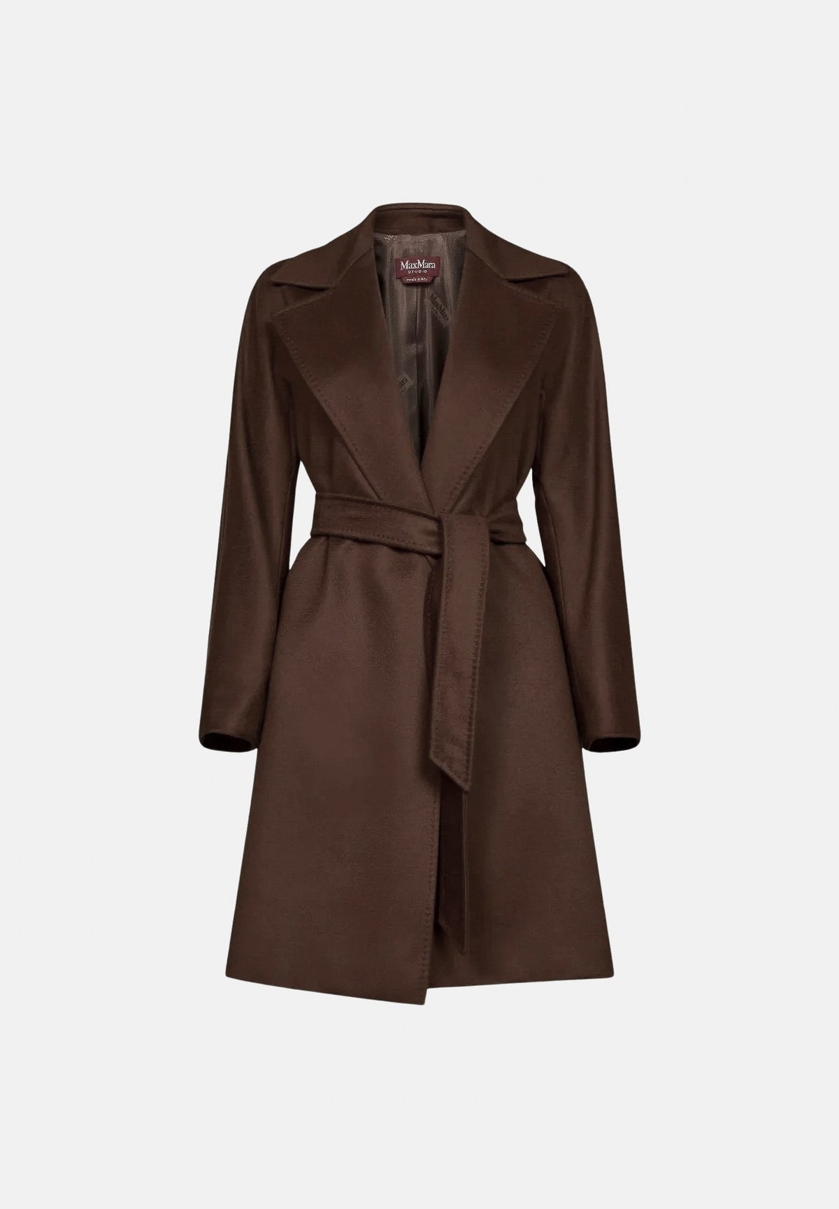 MAX MARA Cappotto MSTDRAVENNA marrone scuro da donna con cintura coordinata 2626016081600 089 MAX MARA STUDIO