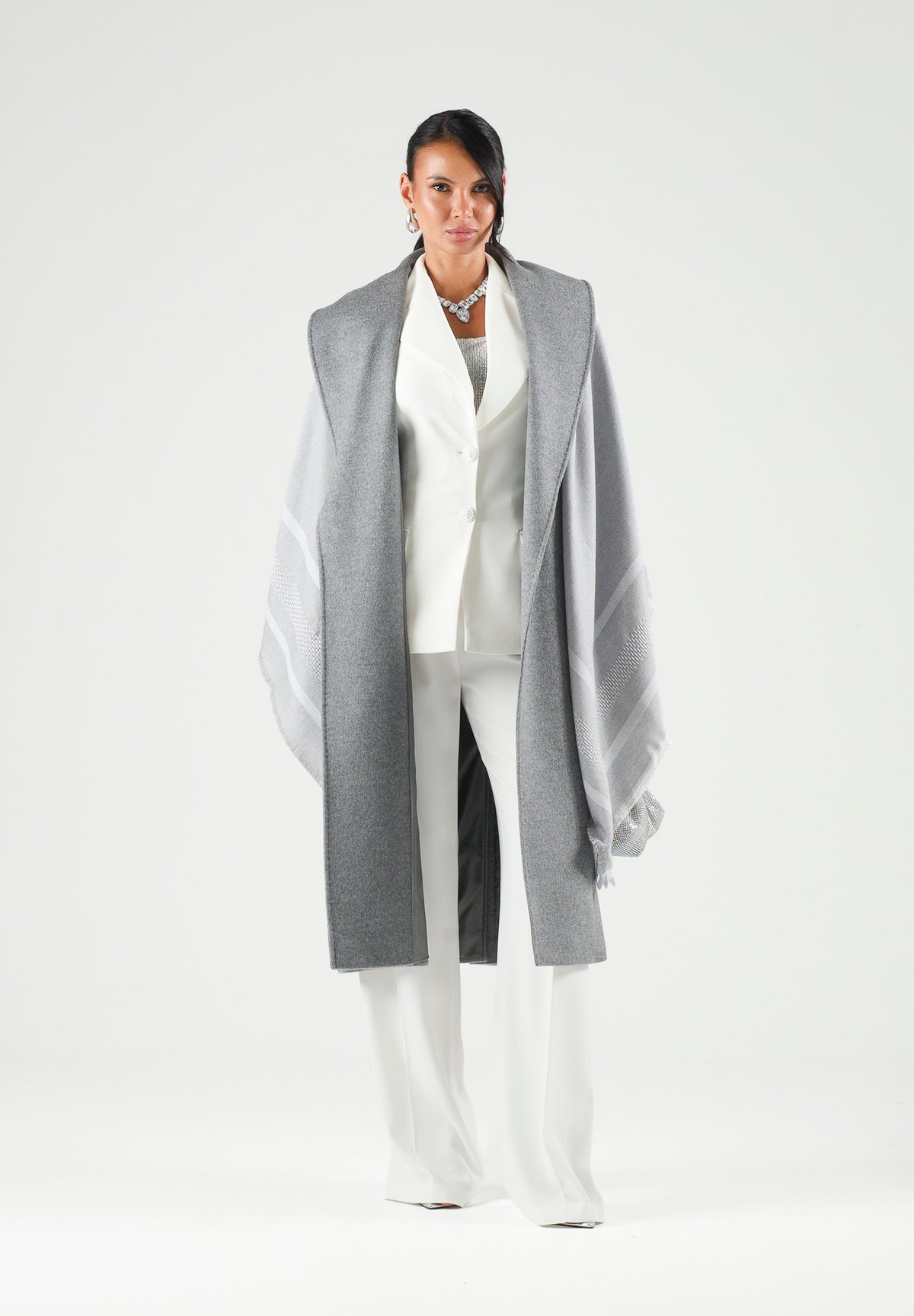 MAX MARA Cappotto MSTLORIANA melangé grigio da donna con design tinta unita e cintura in vita. 2626016202600 011 MAX MARA STUDIO