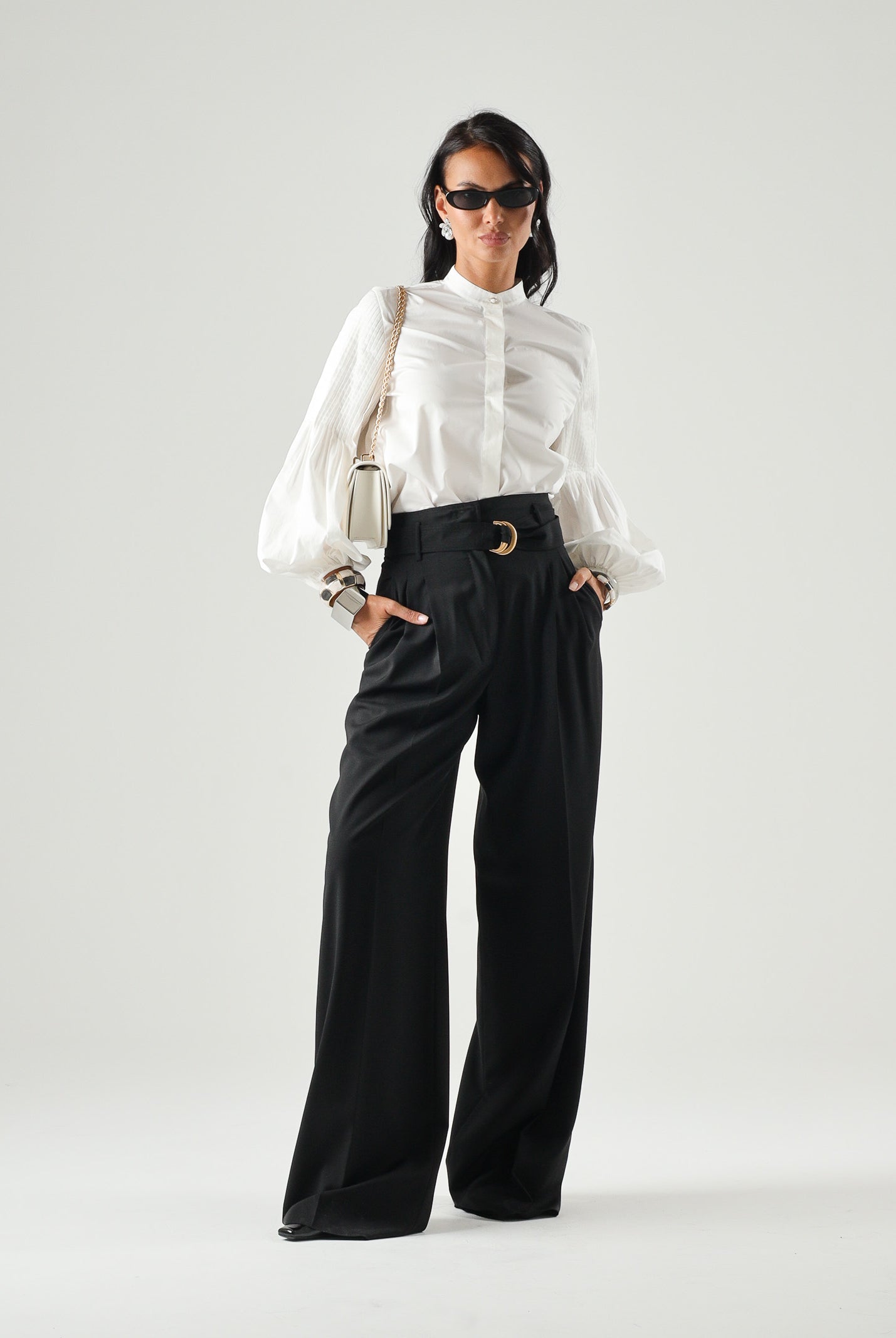 MAX MARA Blusa MSTBALDO con collo alto seta avorio da donna con maniche lunghe a palloncino 2626116071600 001 MAX MARA