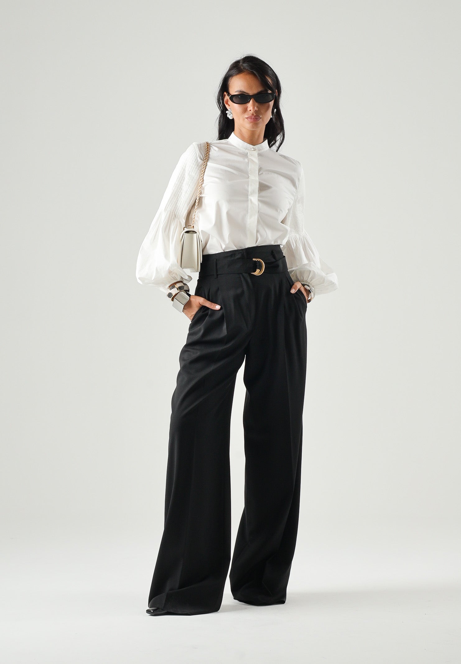 MAX MARA Blusa MSTBALDO con collo alto seta avorio da donna con maniche lunghe a palloncino 2626116071600 001 MAX MARA