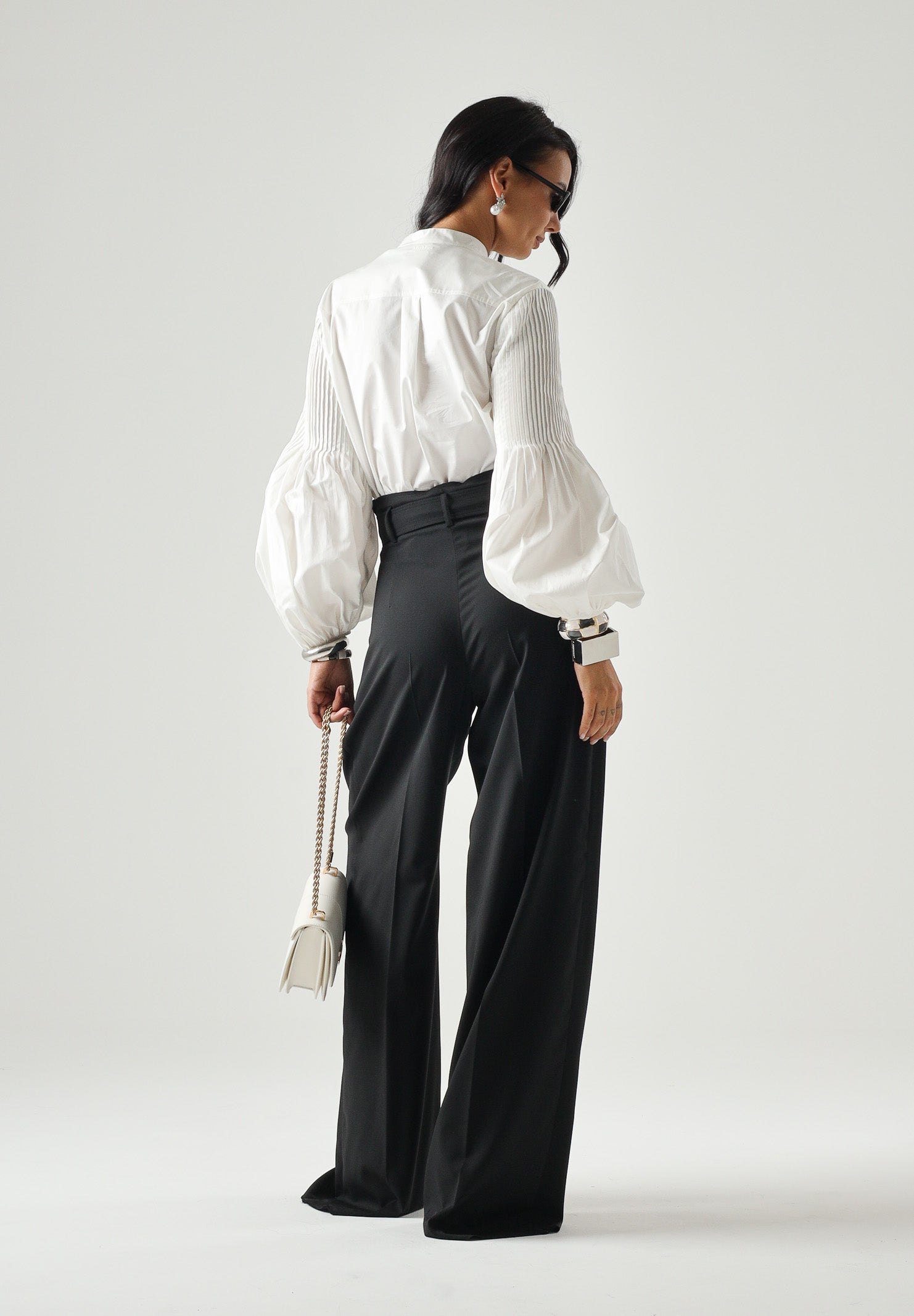 MAX MARA Blusa MSTBALDO con collo alto seta avorio da donna con maniche lunghe a palloncino 2626116071600 001 MAX MARA