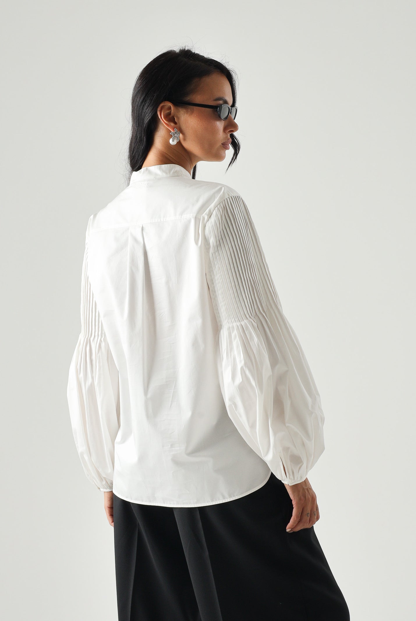 MAX MARA Blusa MSTBALDO con collo alto seta avorio da donna con maniche lunghe a palloncino 2626116071600 001 MAX MARA