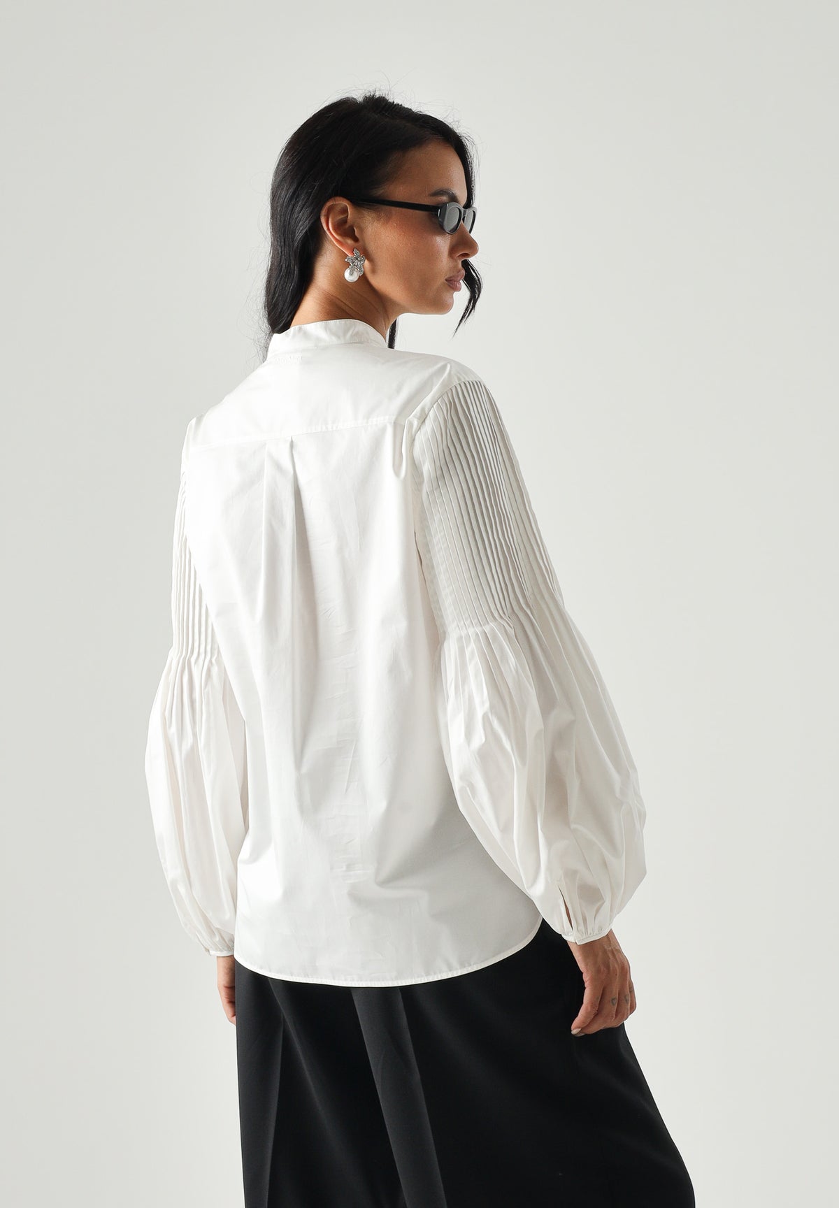 MAX MARA Camicia MSTBALDO con collo alto seta avorio da donna con maniche lunghe a palloncino 2626116071600 001 MAX MARA STUDIO