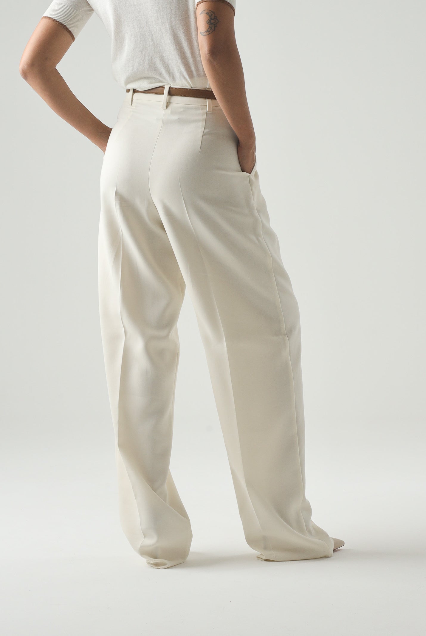 MAX MARA Pantalone MSTADUNCO bianco-avorio, da donna, chiusura con tasche alla francese<BR/> 2626136081600 011 MAX MARA