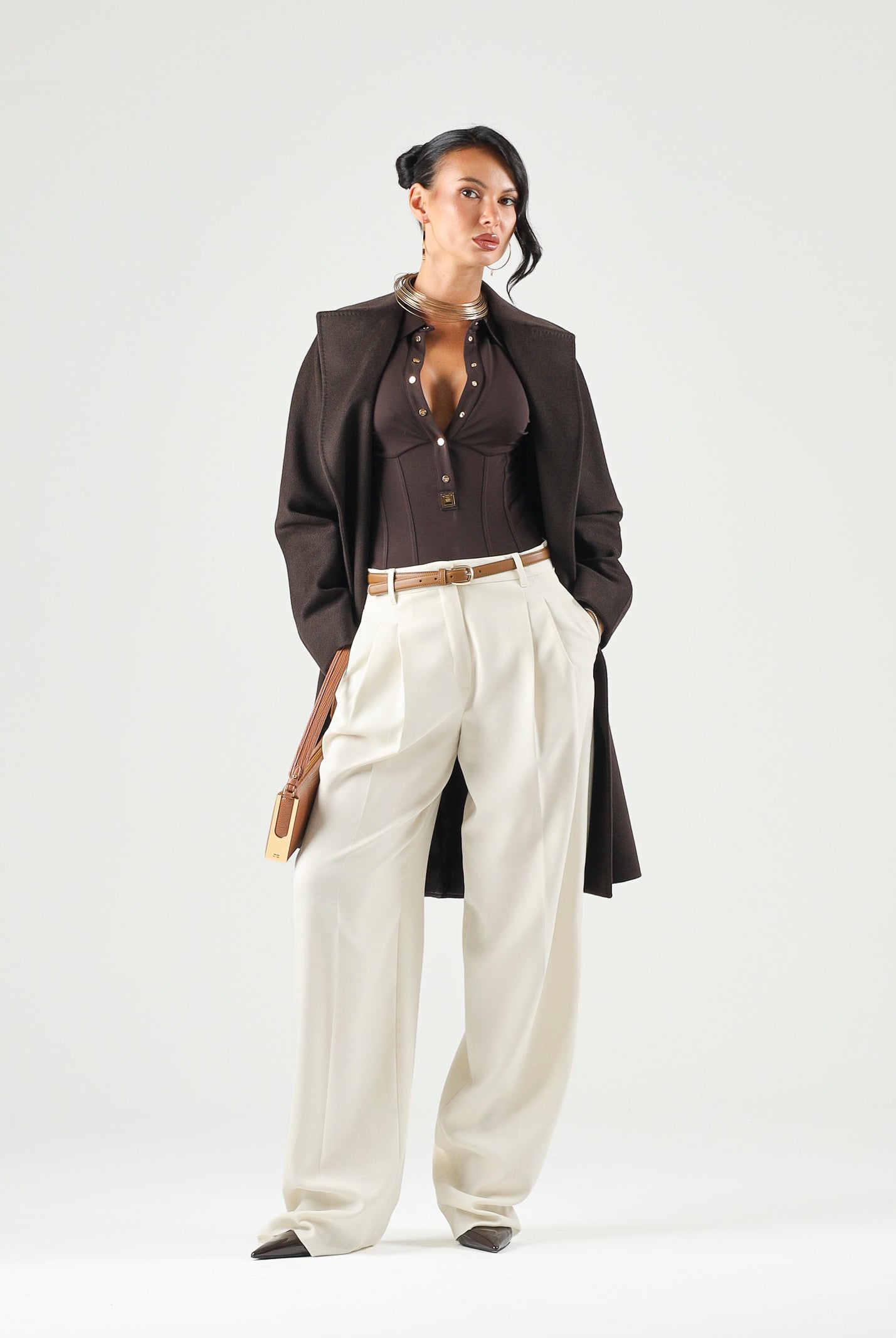 MAX MARA Pantalone MSTADUNCO bianco-avorio, da donna, chiusura con tasche alla francese<BR/> 2626136081600 011 MAX MARA