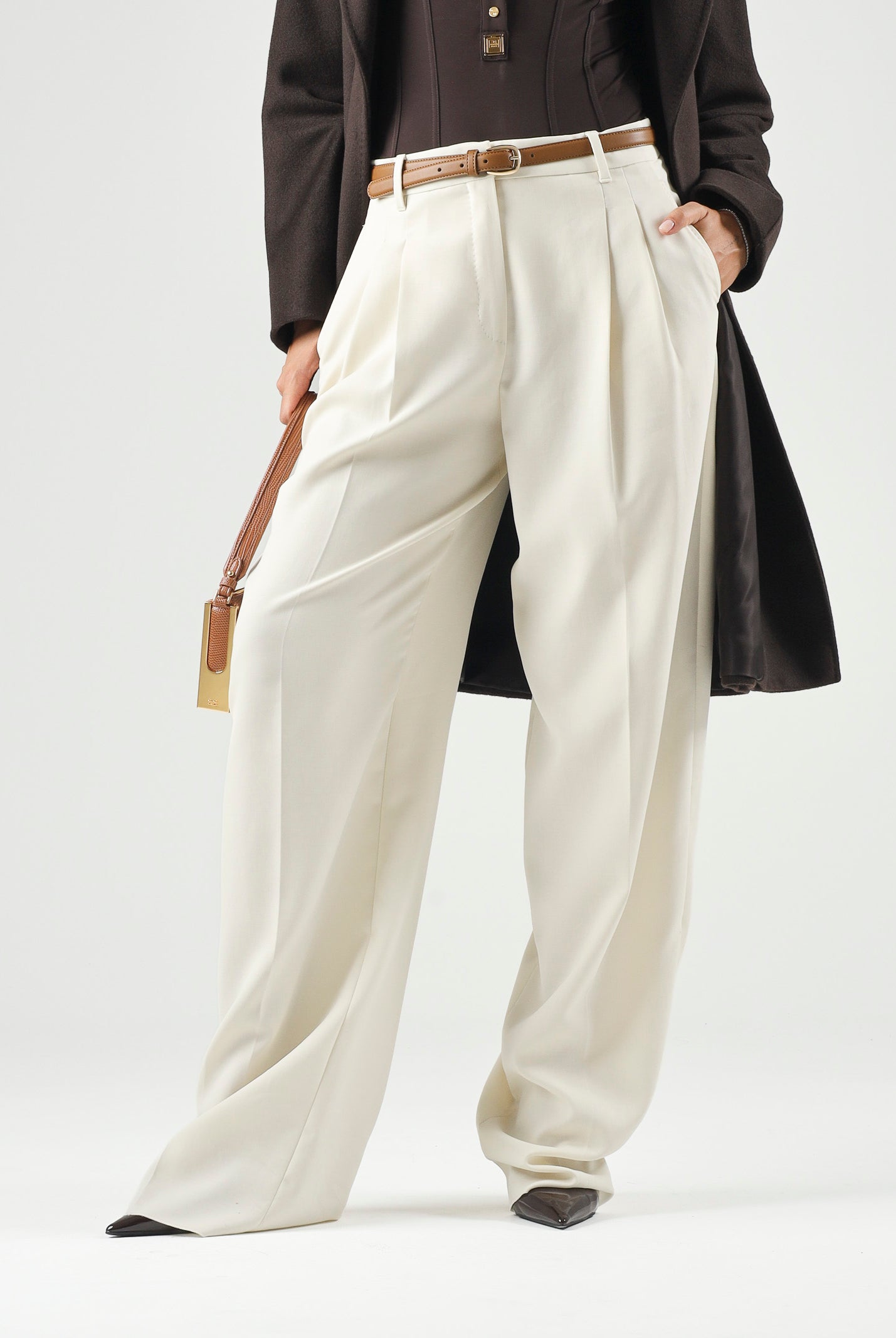 MAX MARA Pantalone MSTADUNCO bianco-avorio, da donna, chiusura con tasche alla francese<BR/> 2626136081600 011 MAX MARA