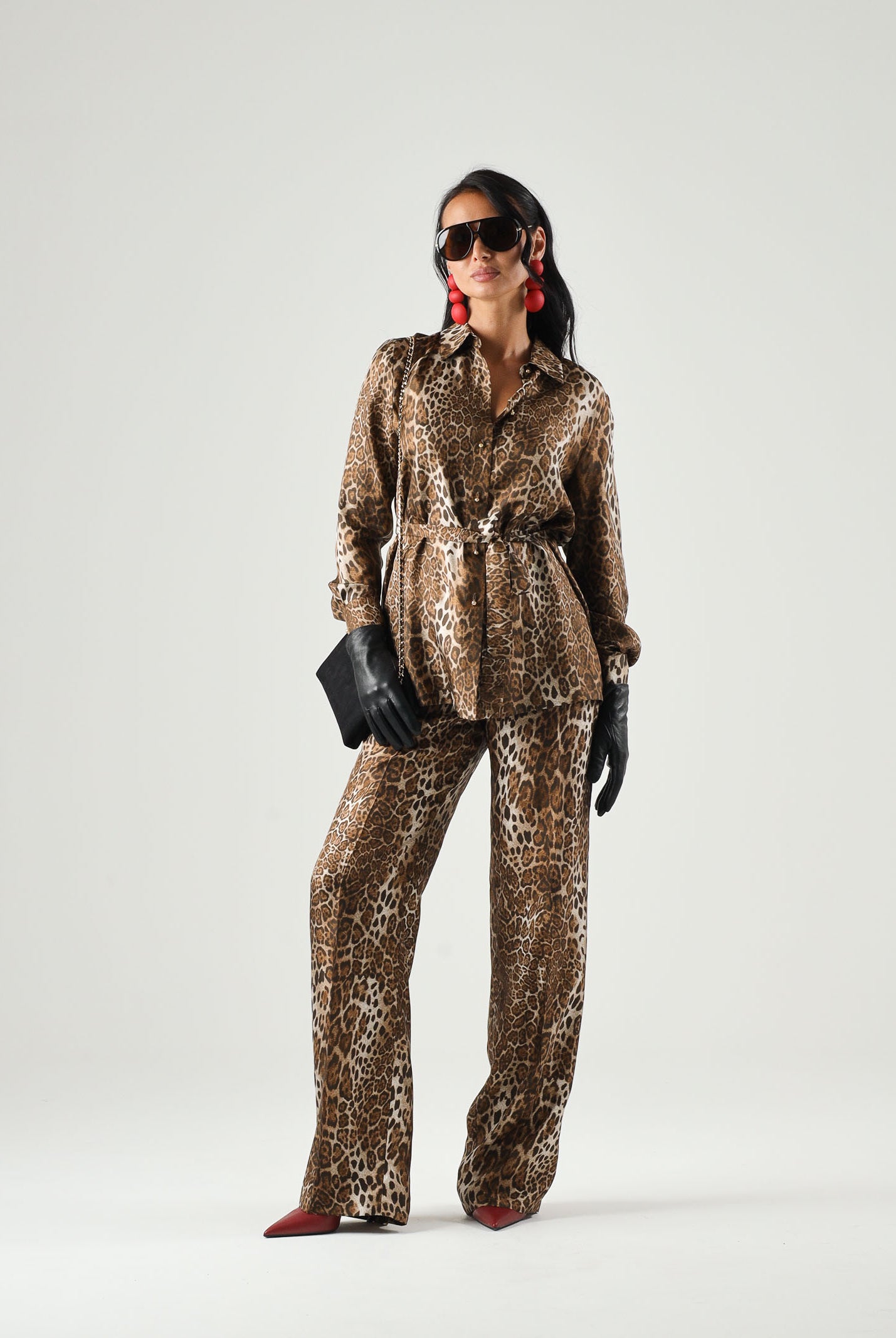 MAX MARA STUDIO Camicia MSTAFFARRI marrone da donna con stampa animalier all-over<BR/> 2626196031600 001 MAX MARA