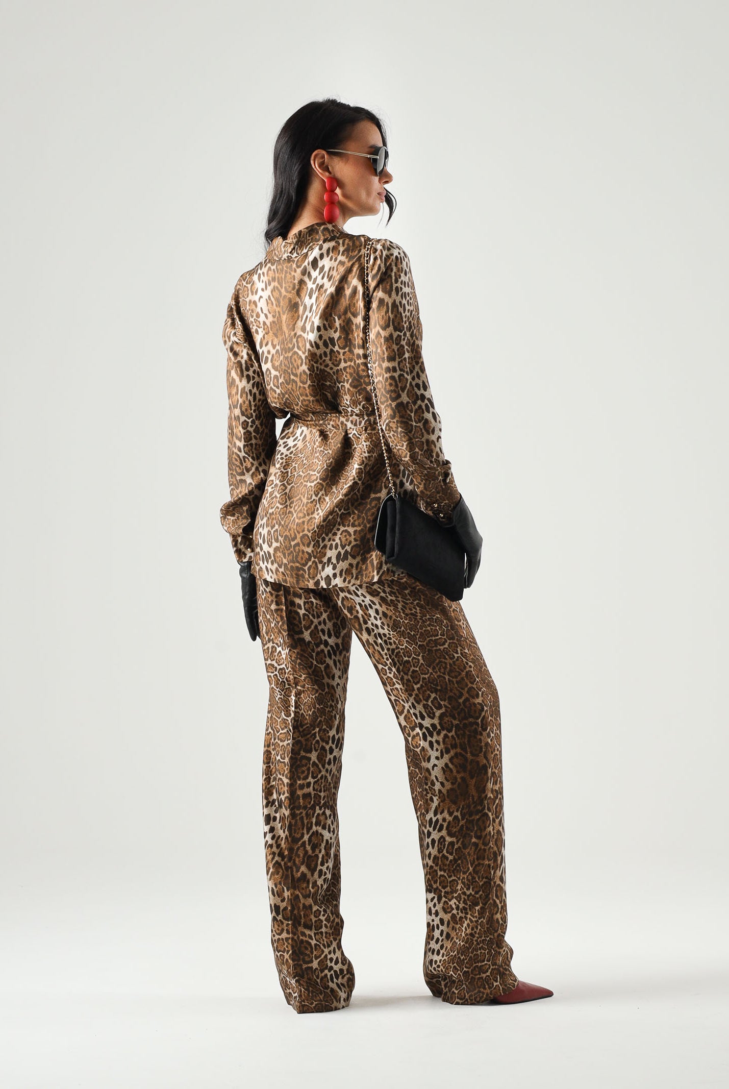 MAX MARA STUDIO Camicia MSTAFFARRI marrone da donna con stampa animalier all-over<BR/> 2626196031600 001 MAX MARA