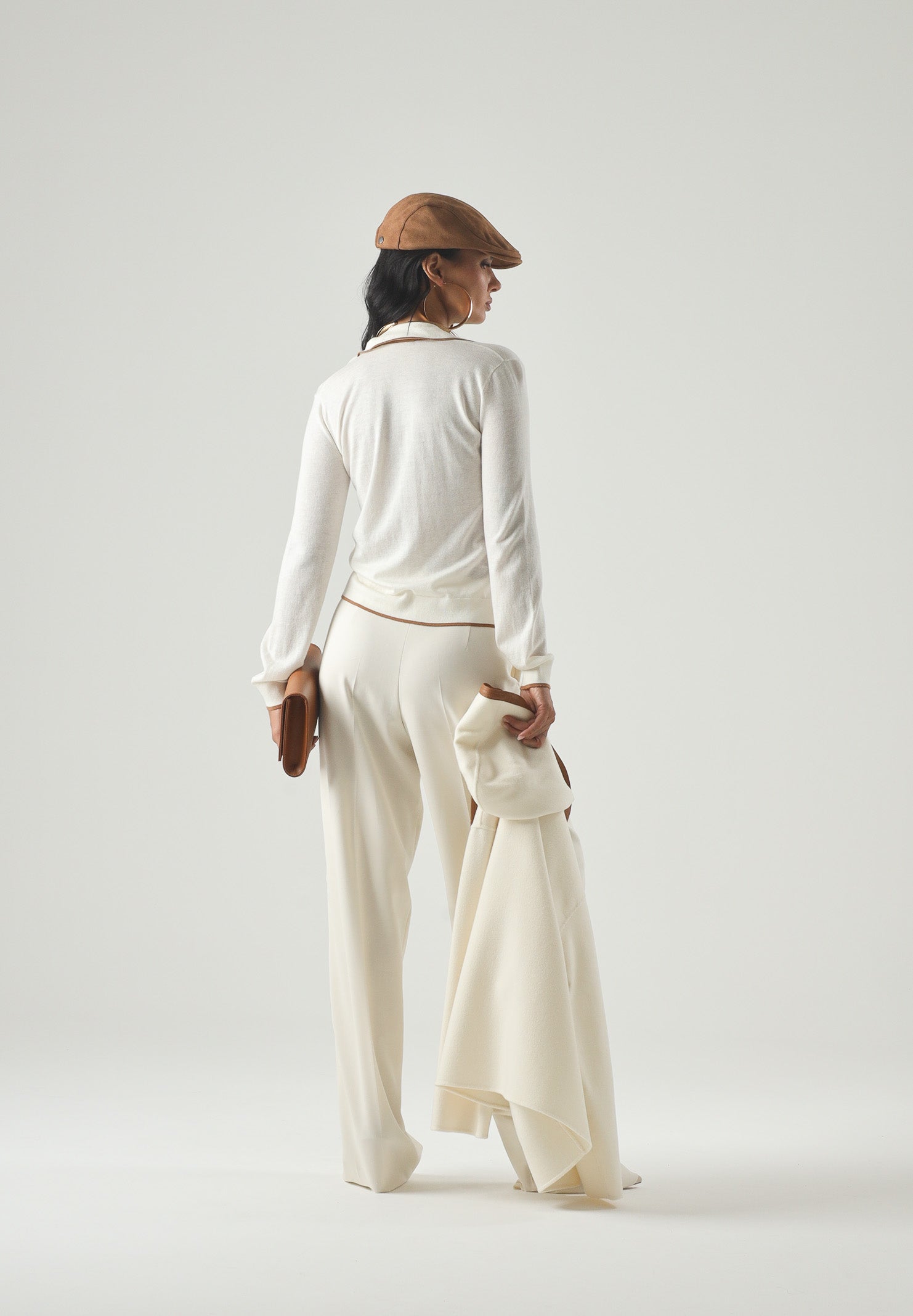 MAX MARA Cardigan MSTTARGA bianco con dettagli beige da donna con profili intarsiati 2626346011600 012 MAX MARA