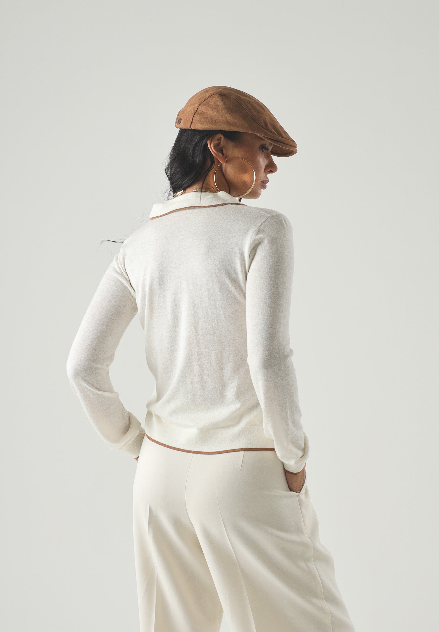 MAX MARA Cardigan MSTTARGA bianco con dettagli beige da donna con profili intarsiati 2626346011600 012 MAX MARA