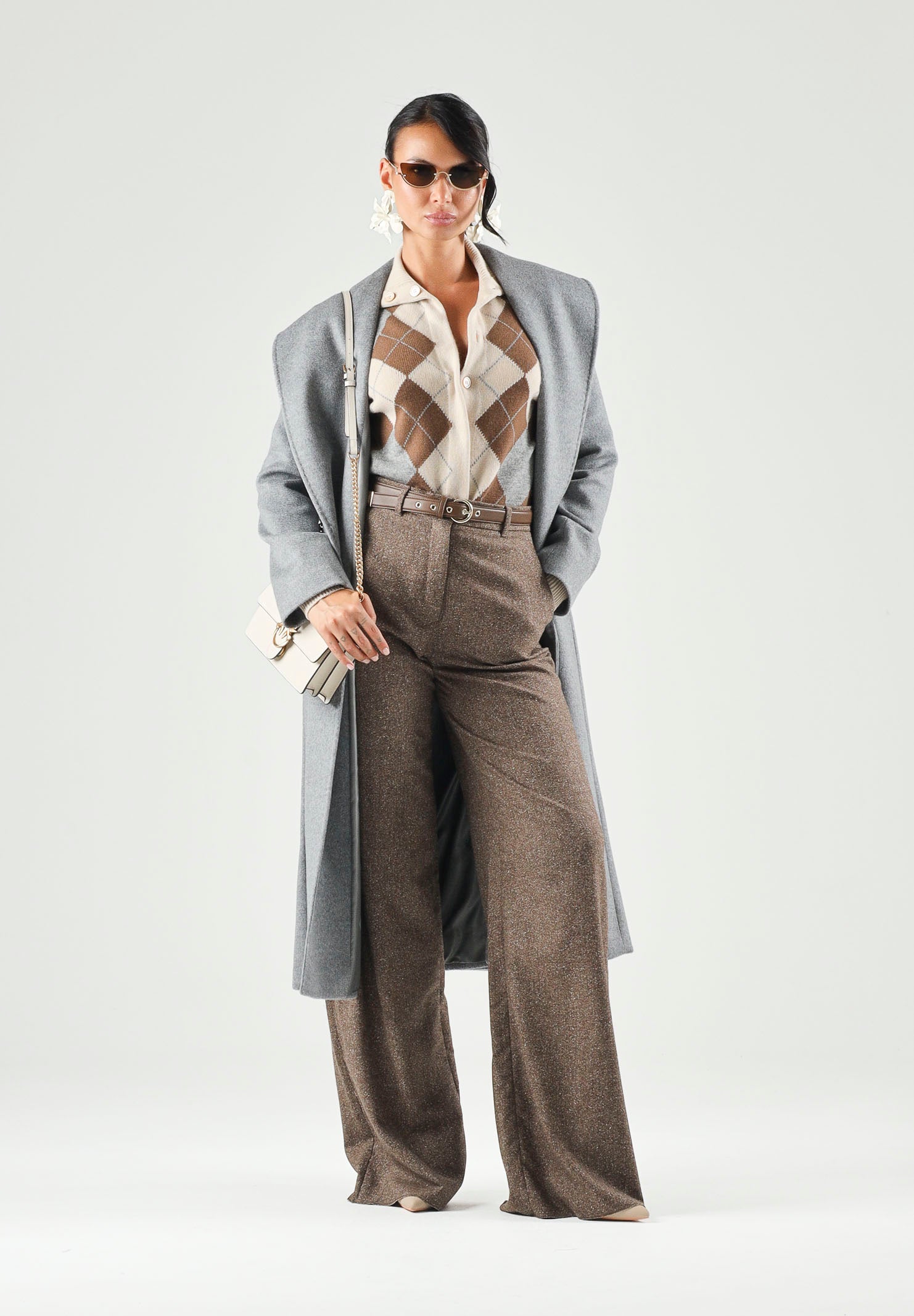 MAX MARA Cardigan MSTPACCHE Ecru-beige da donna con motivo a rombi jacquard. 2626346052600 001 MAX MARA