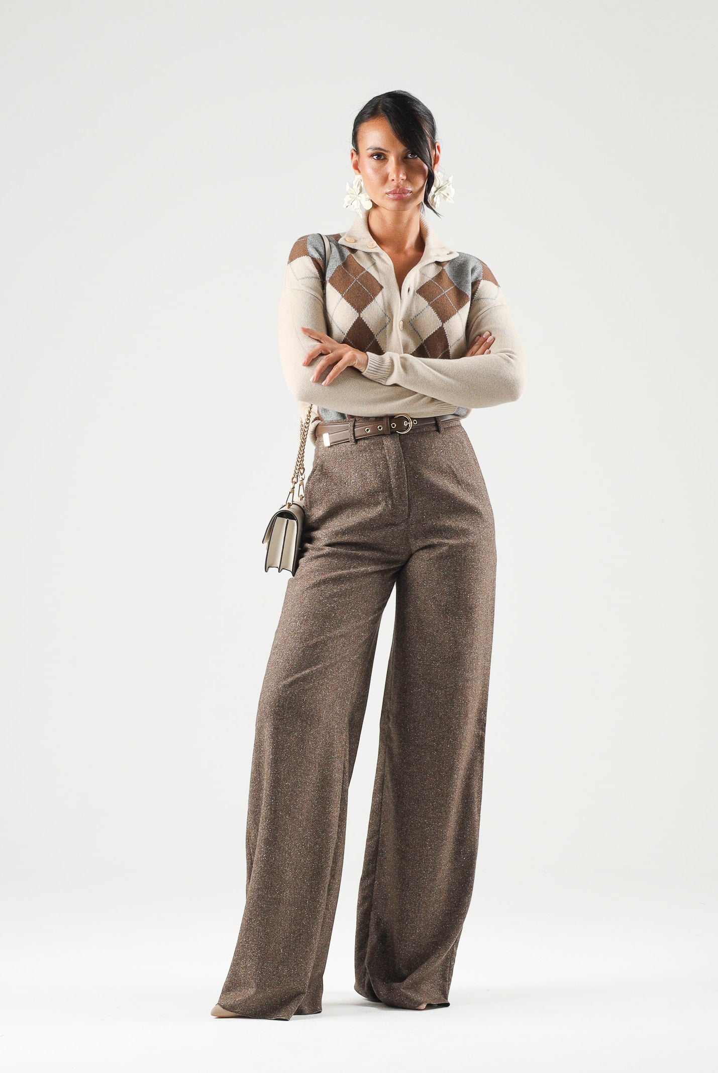 MAX MARA Cardigan MSTPACCHE Ecru-beige da donna con motivo a rombi jacquard. 2626346052600 001 MAX MARA