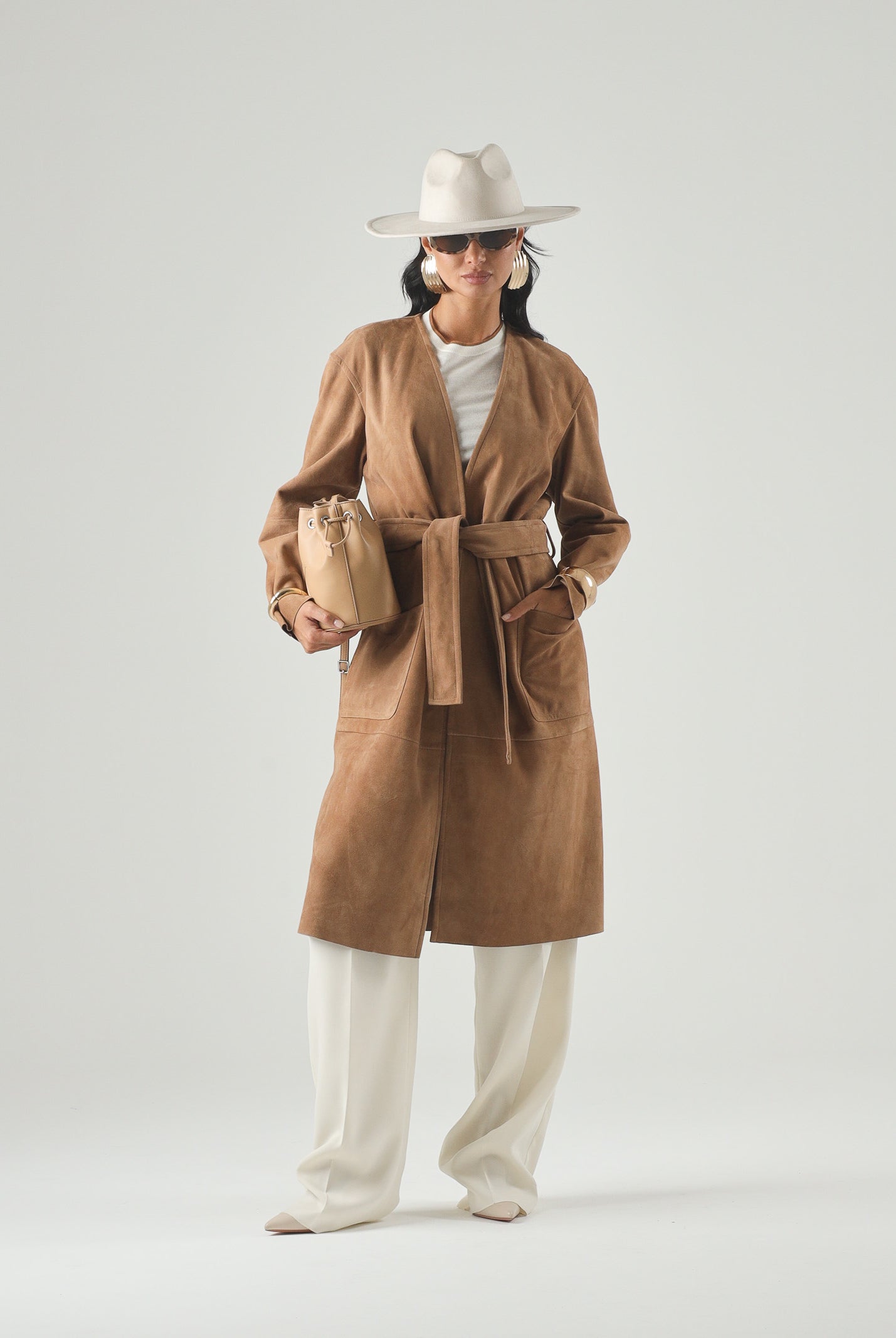 MAX MARA STUDIO Spoverino MSTPORTICI, -cammello/beige, da donna in pelle scamosciata<BR/> 2626476011600 002 MAX MARA